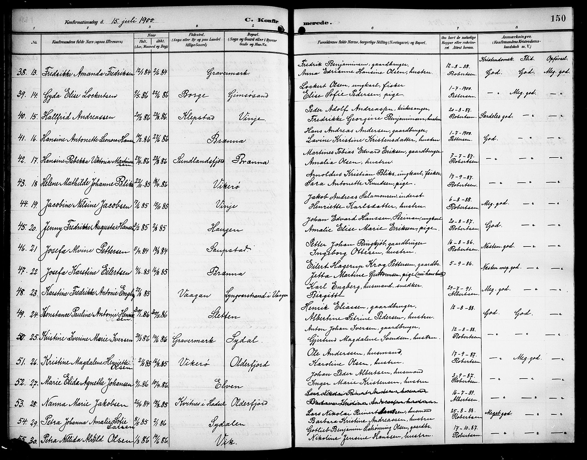 Ministerialprotokoller, klokkerbøker og fødselsregistre - Nordland, AV/SAT-A-1459/876/L1105: Parish register (copy) no. 876C04, 1896-1914, p. 150