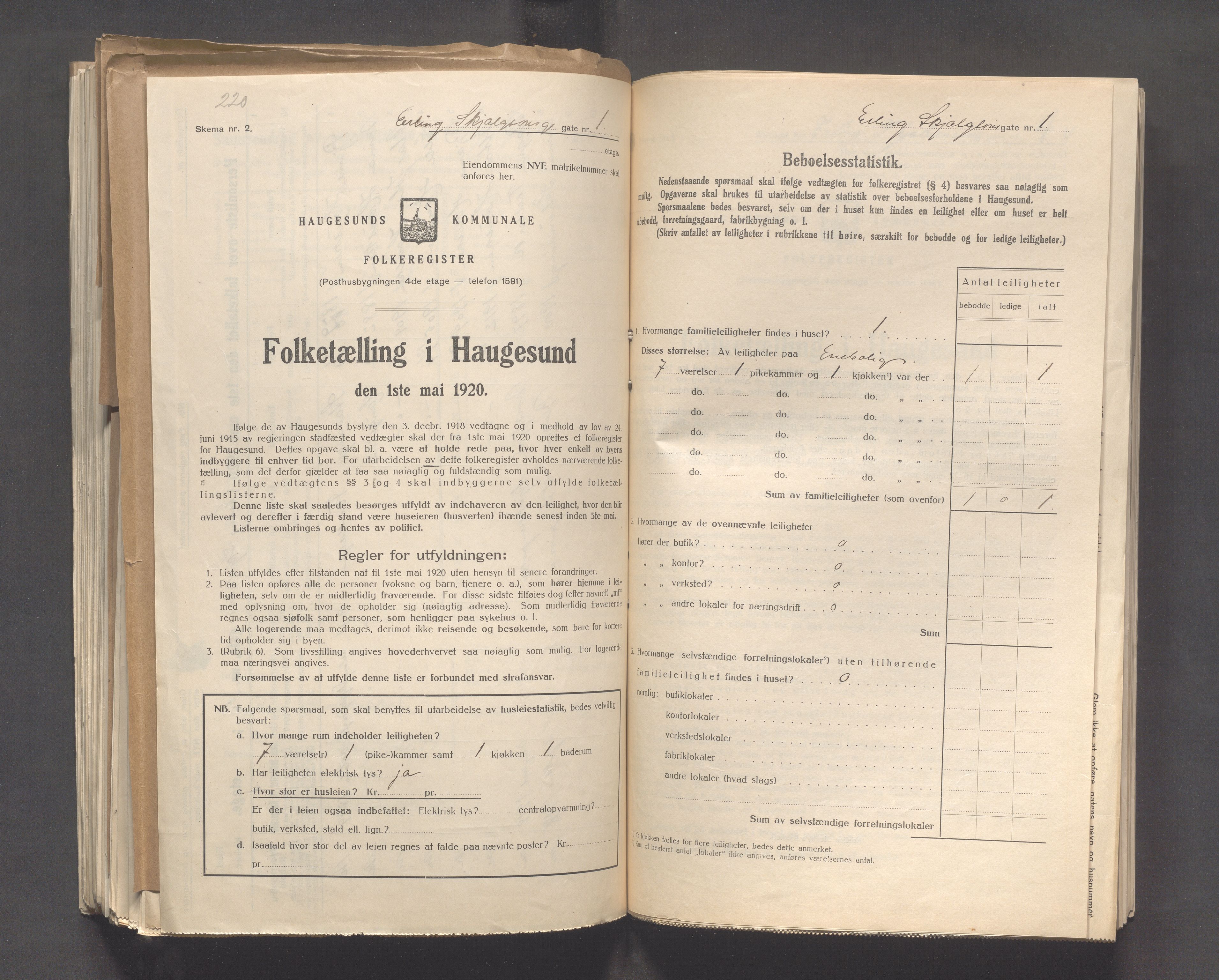 IKAR, Local census 1.5.1920 for Haugesund, 1920, p. 654