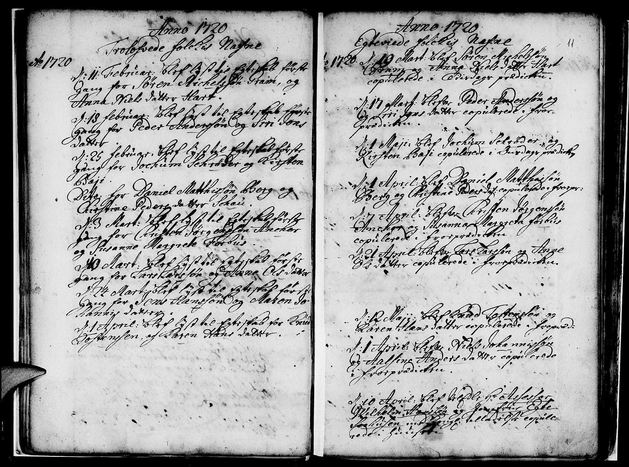 Nykirken Sokneprestembete, AV/SAB-A-77101/H/Haa/L0007: Parish register (official) no. A 7, 1719-1781, p. 11