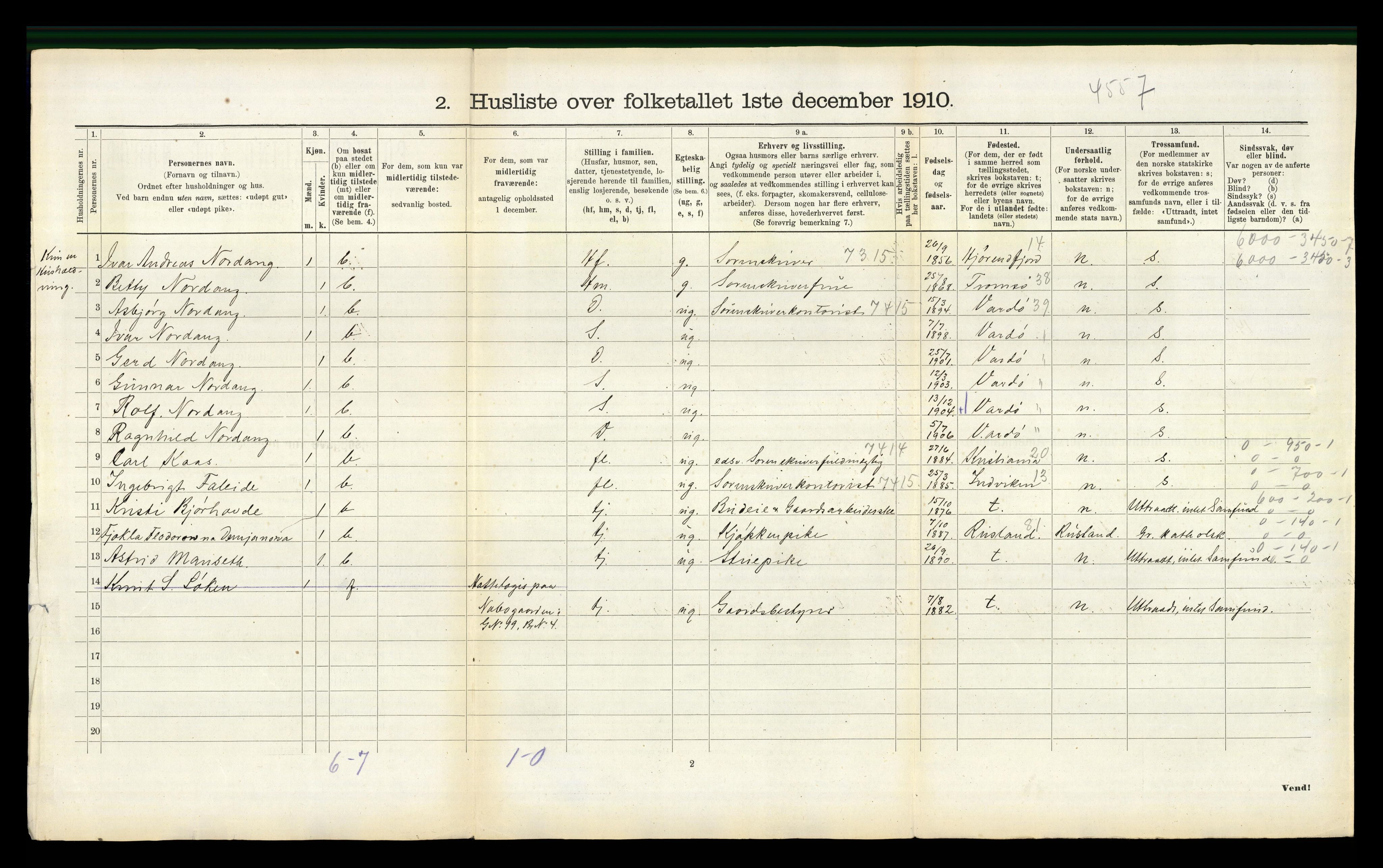 RA, 1910 census for Eid, 1910, p. 312