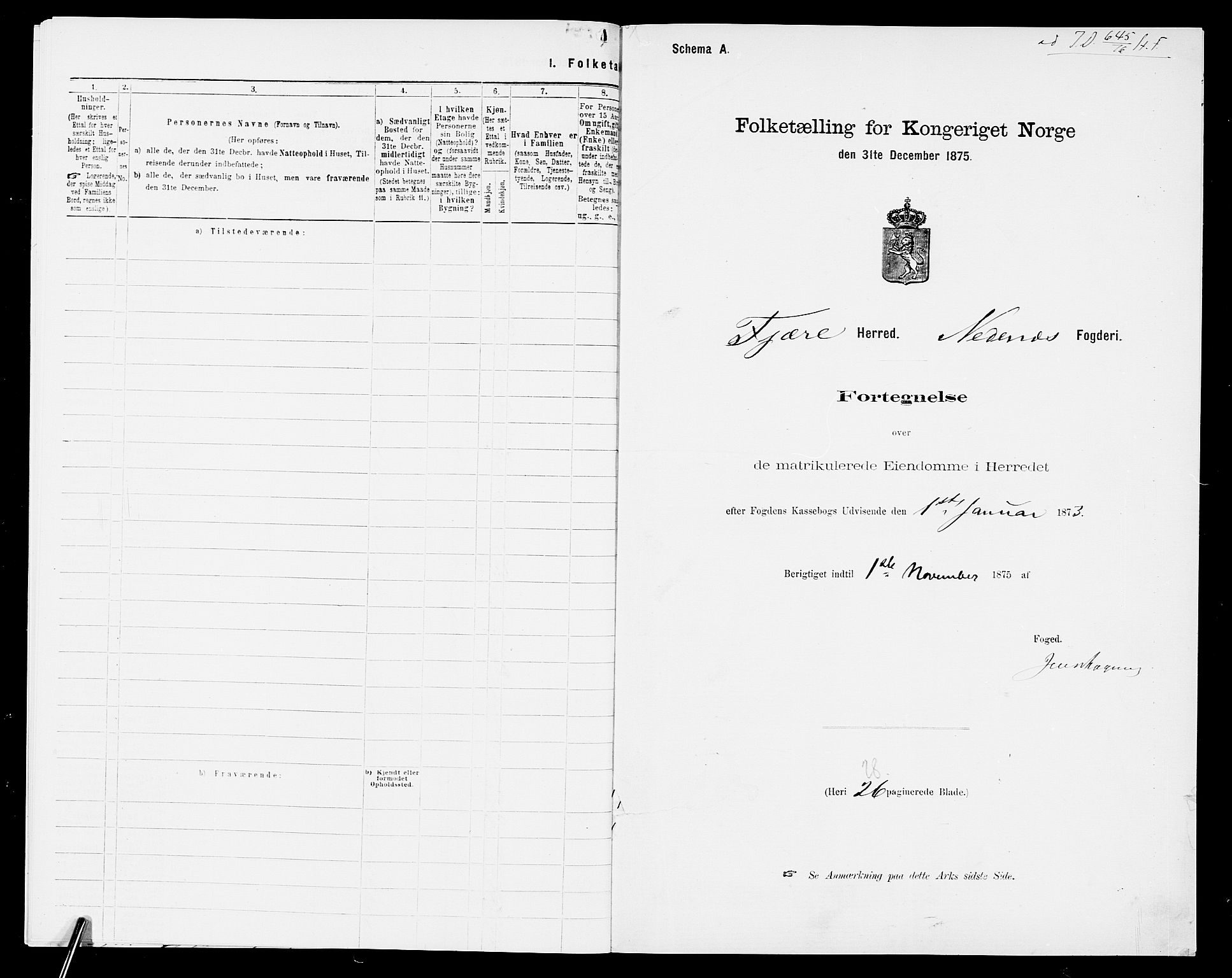 SAK, 1875 census for 0923L Fjære/Fjære, 1875, p. 9