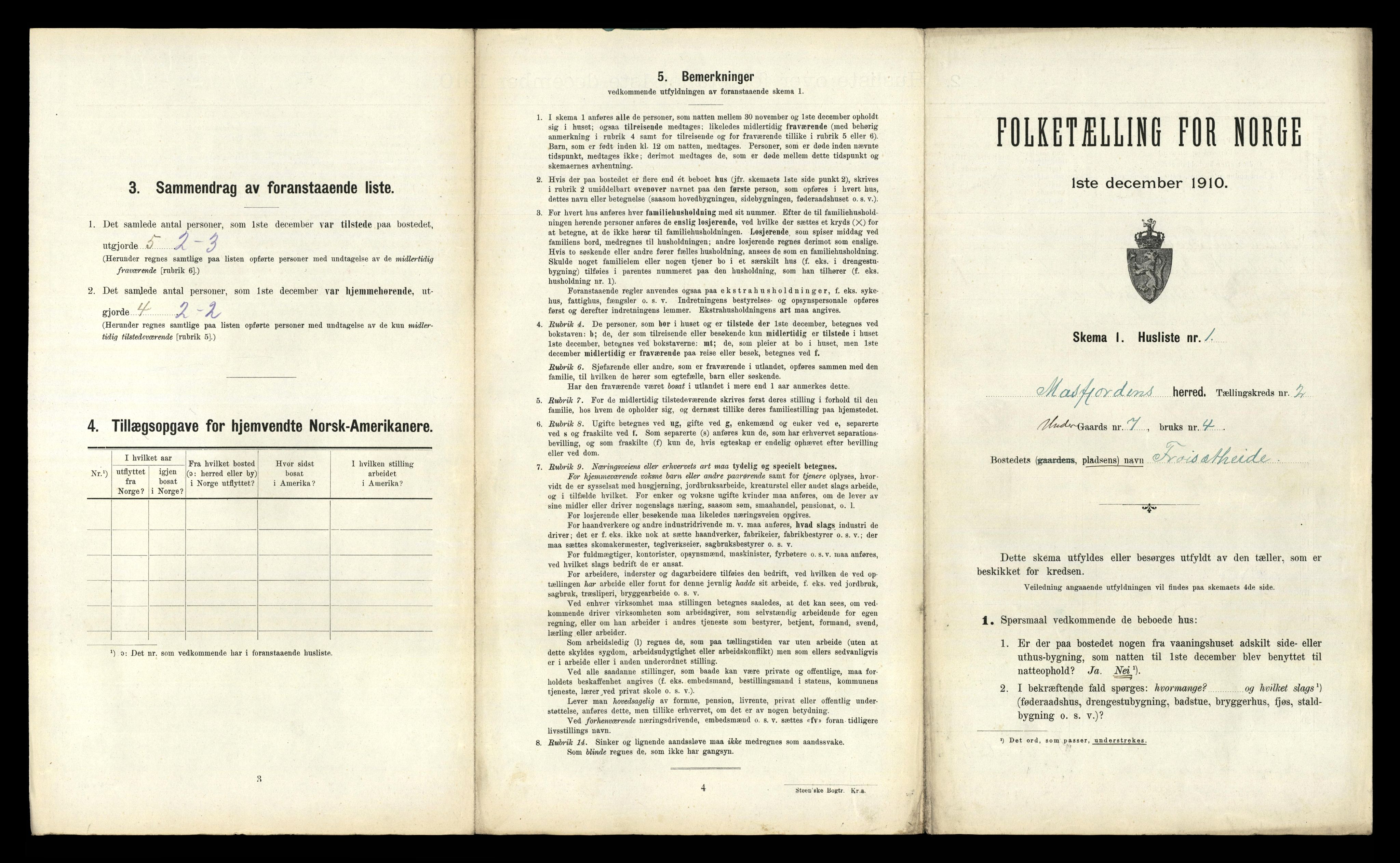 RA, 1910 census for Masfjorden, 1910, p. 110