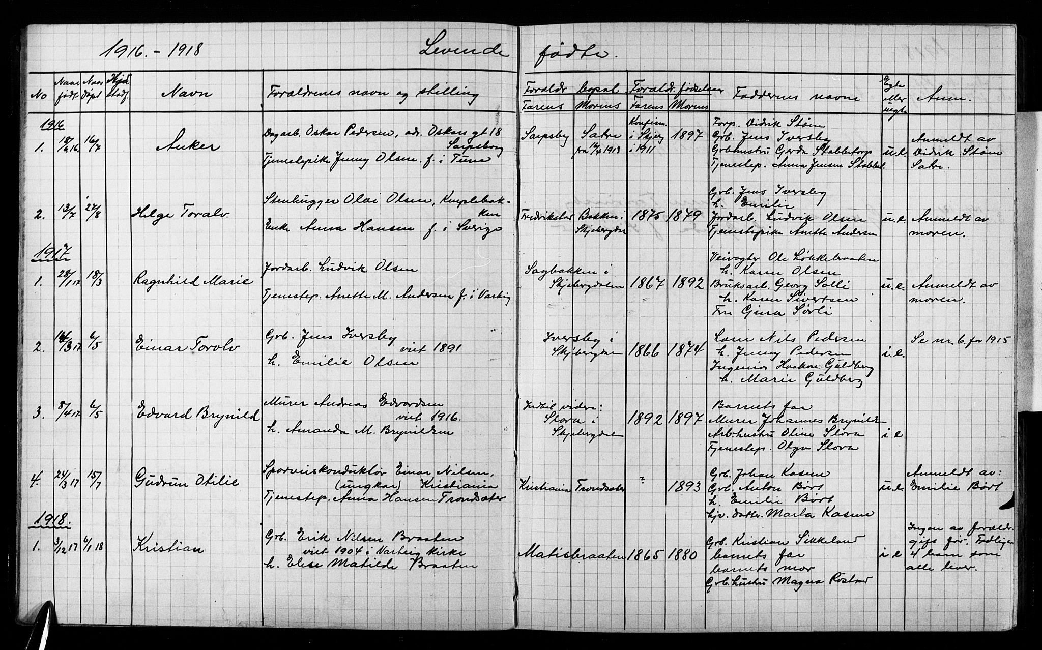 Skjeberg prestekontor Kirkebøker, AV/SAO-A-10923/G/Gc/L0001: Parish register (copy) no. III 1, 1911-1918