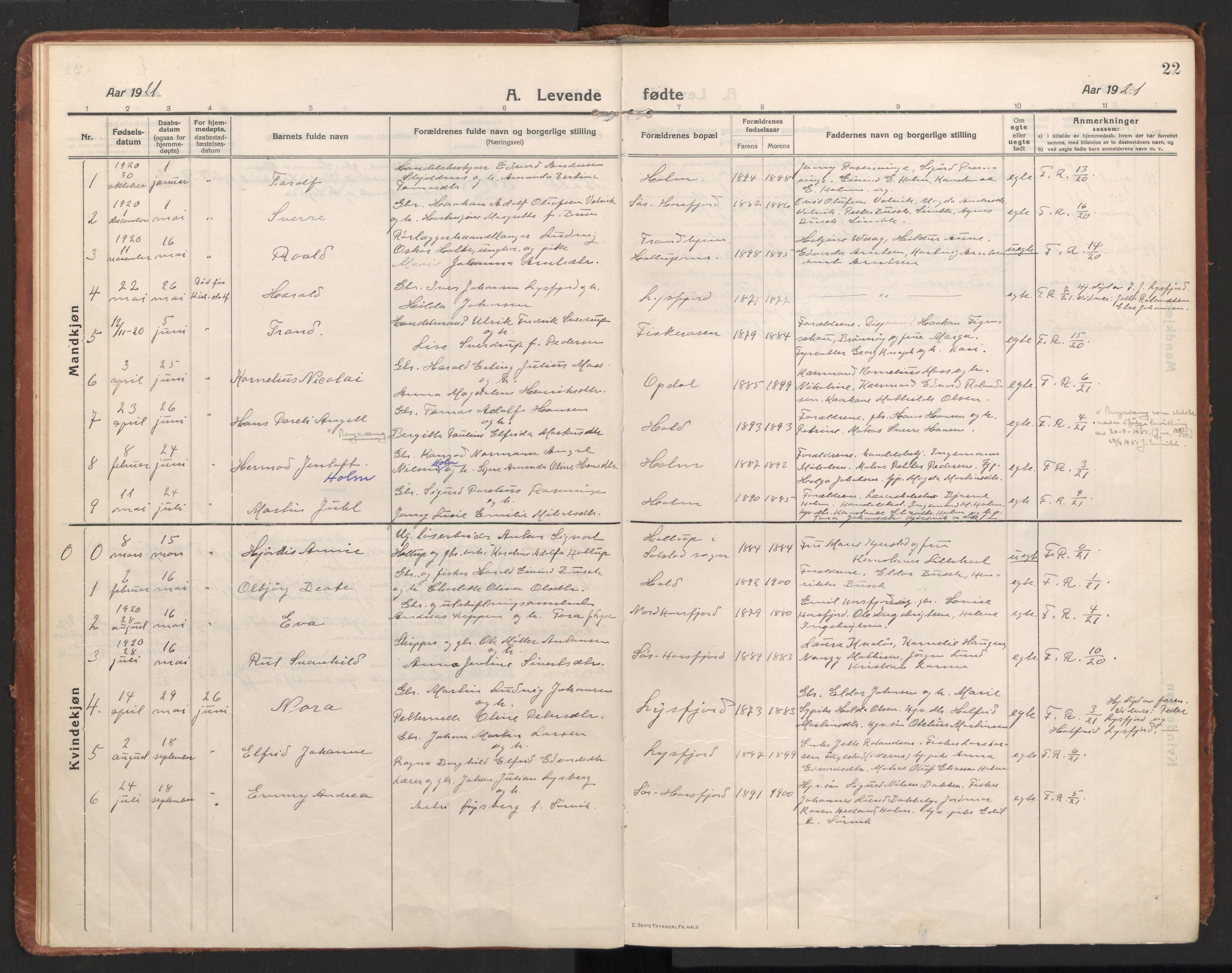 Ministerialprotokoller, klokkerbøker og fødselsregistre - Nordland, AV/SAT-A-1459/811/L0168: Parish register (official) no. 811A05, 1914-1932, p. 22