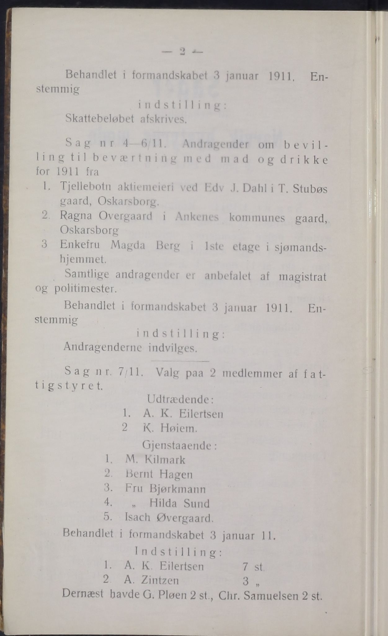 Narvik kommune. Formannskap , AIN/K-18050.150/A/Ab/L0001: Møtebok, 1911