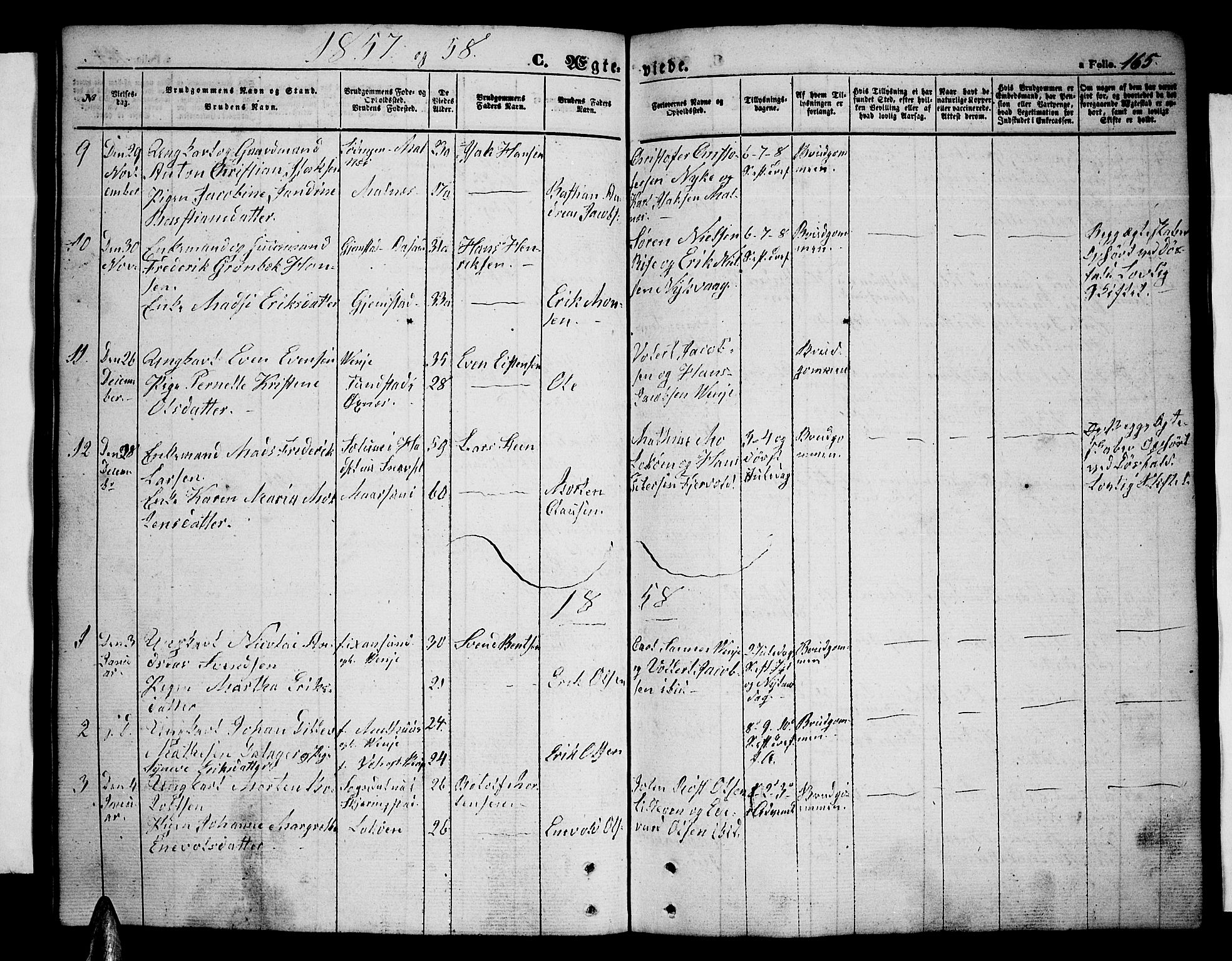 Ministerialprotokoller, klokkerbøker og fødselsregistre - Nordland, SAT/A-1459/891/L1313: Parish register (copy) no. 891C02, 1856-1870, p. 165