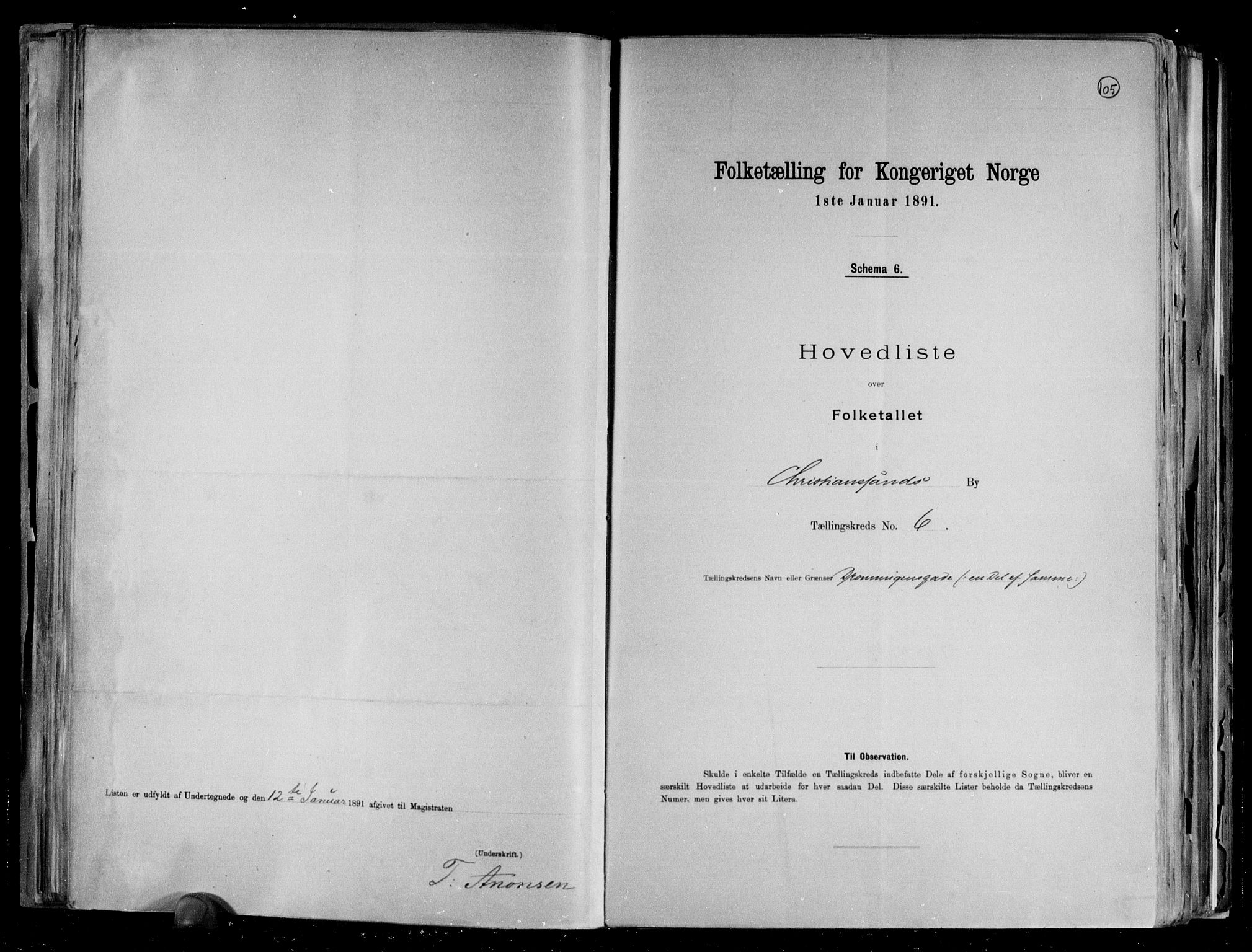 RA, 1891 census for 1001 Kristiansand, 1891, p. 15