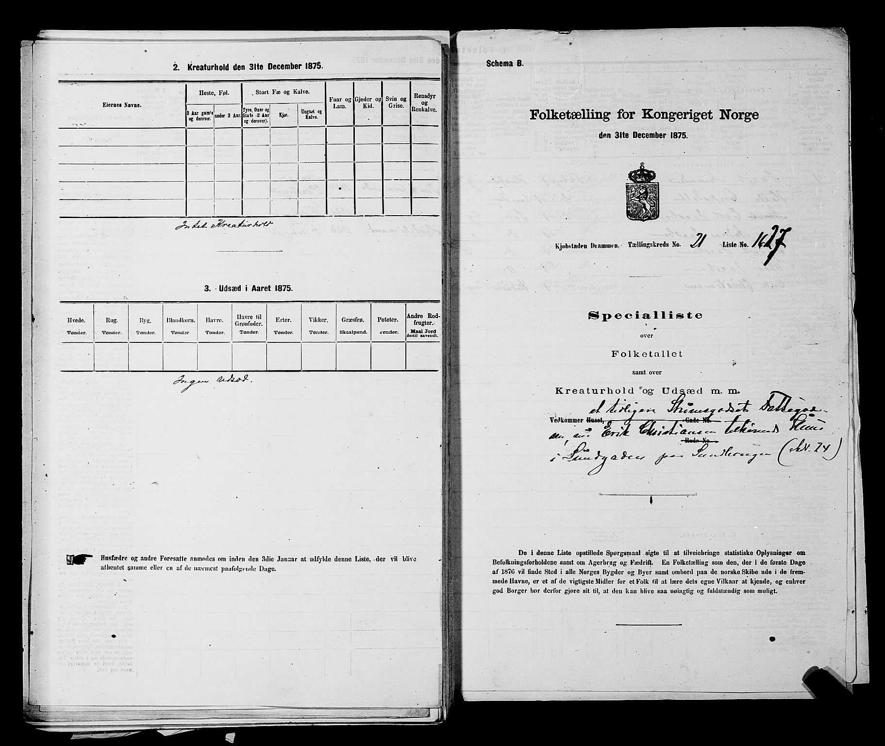 SAKO, 1875 census for 0602 Drammen, 1875, p. 2159