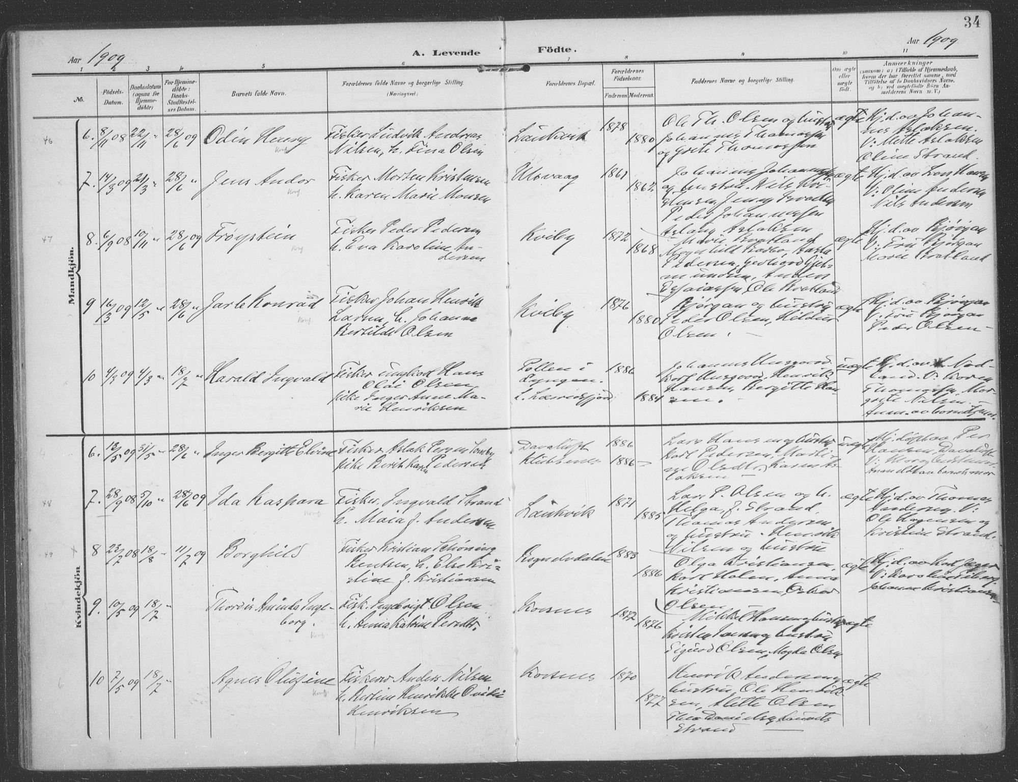Talvik sokneprestkontor, SATØ/S-1337/H/Ha/L0017kirke: Parish register (official) no. 17, 1906-1915, p. 34