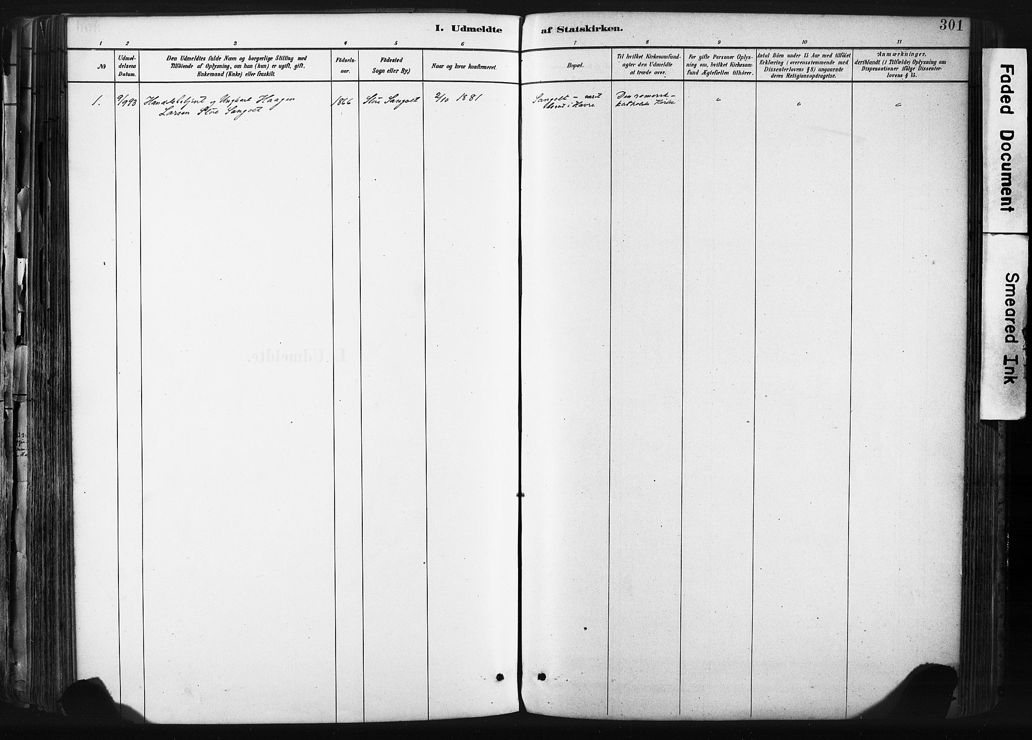 Sund sokneprestembete, SAB/A-99930: Parish register (official) no. B 1, 1882-1907, p. 301