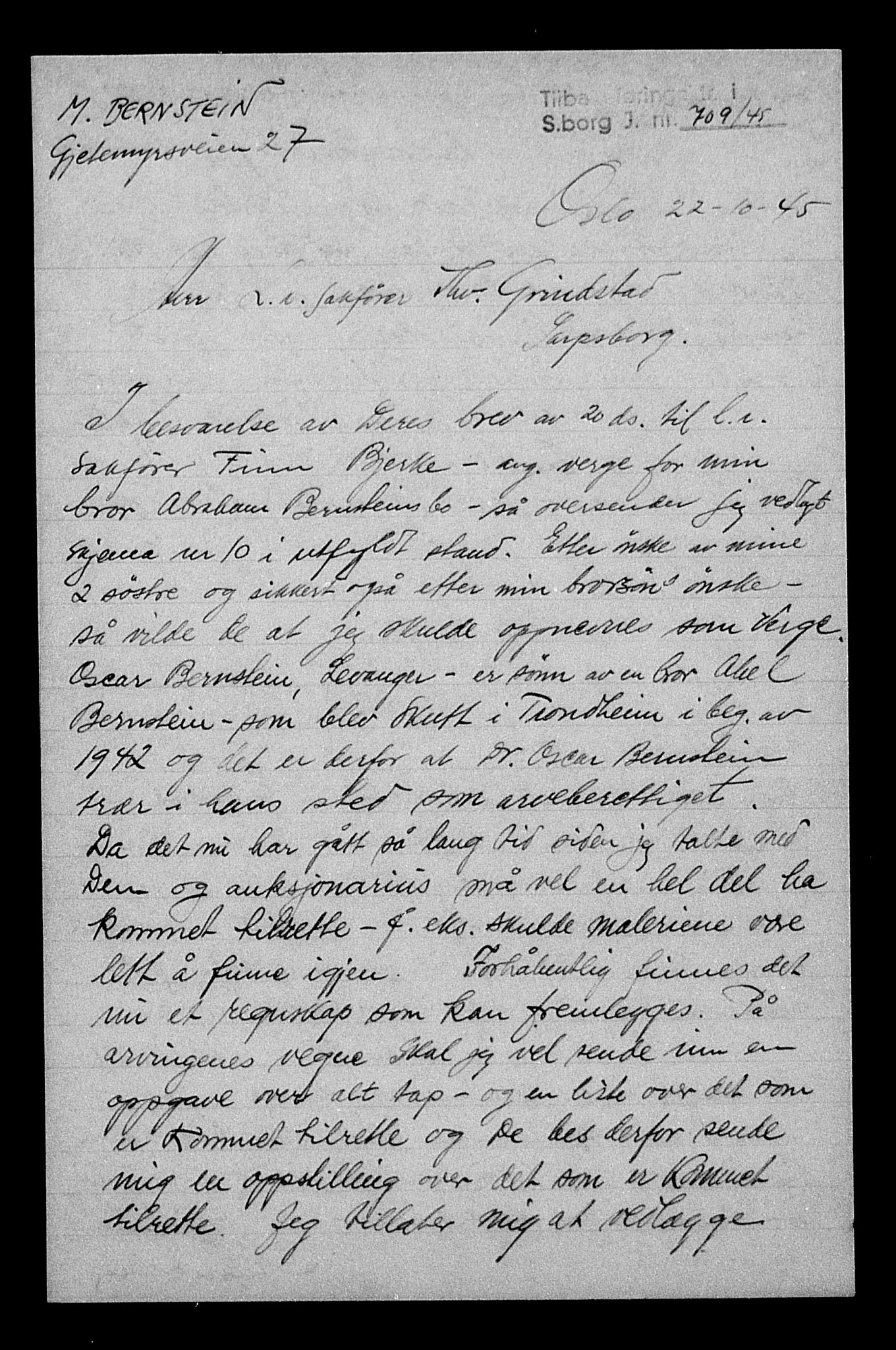 Justisdepartementet, Tilbakeføringskontoret for inndratte formuer, AV/RA-S-1564/H/Hc/Hcd/L0991: --, 1945-1947, p. 213