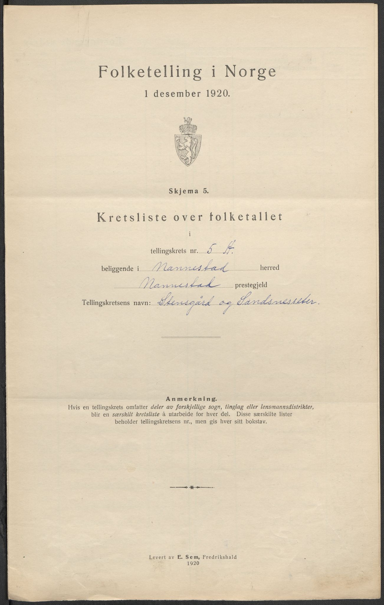SAO, 1920 census for Nannestad, 1920, p. 28
