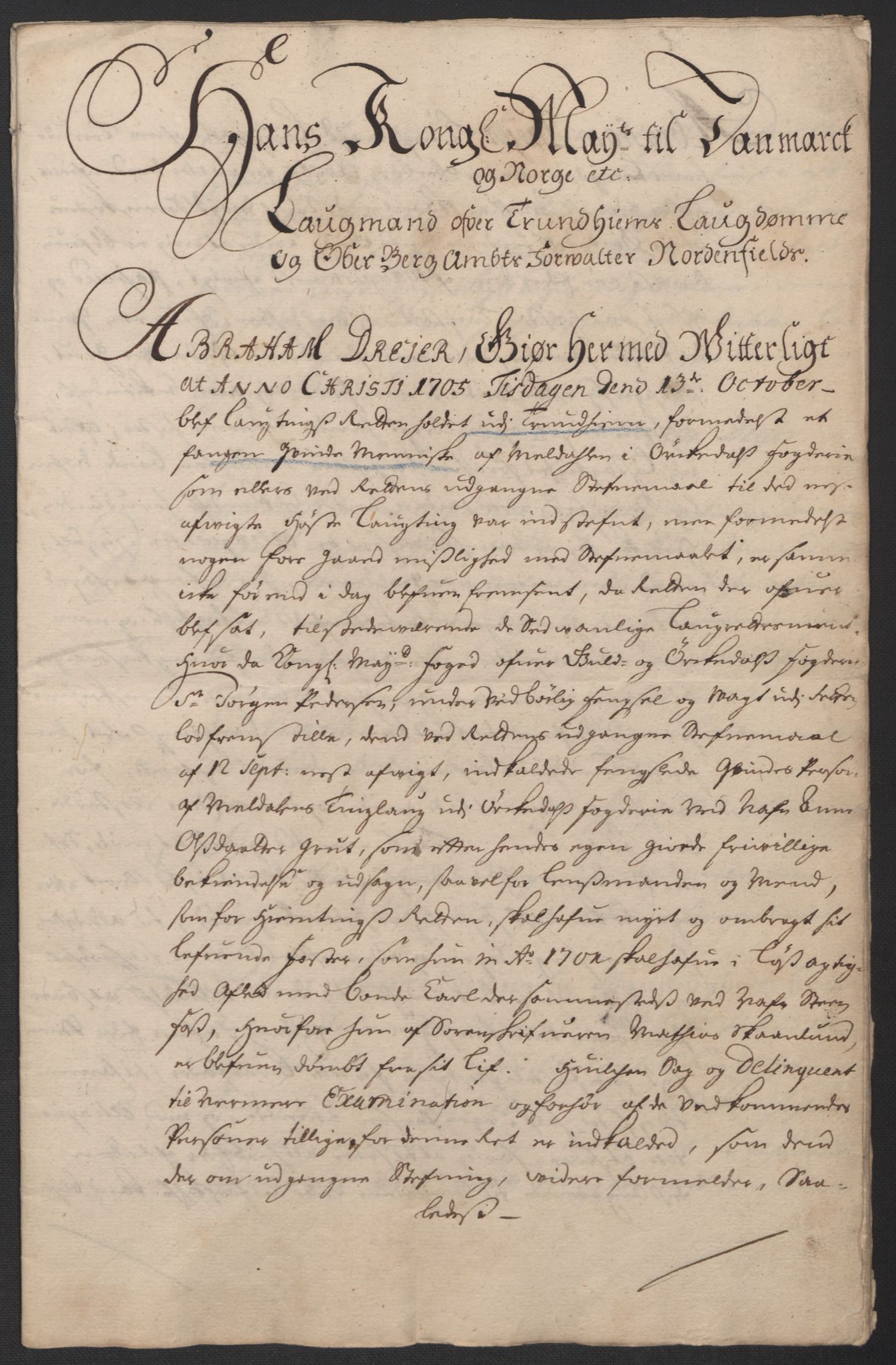 Rentekammeret inntil 1814, Reviderte regnskaper, Fogderegnskap, AV/RA-EA-4092/R60/L3955: Fogderegnskap Orkdal og Gauldal, 1705, p. 243