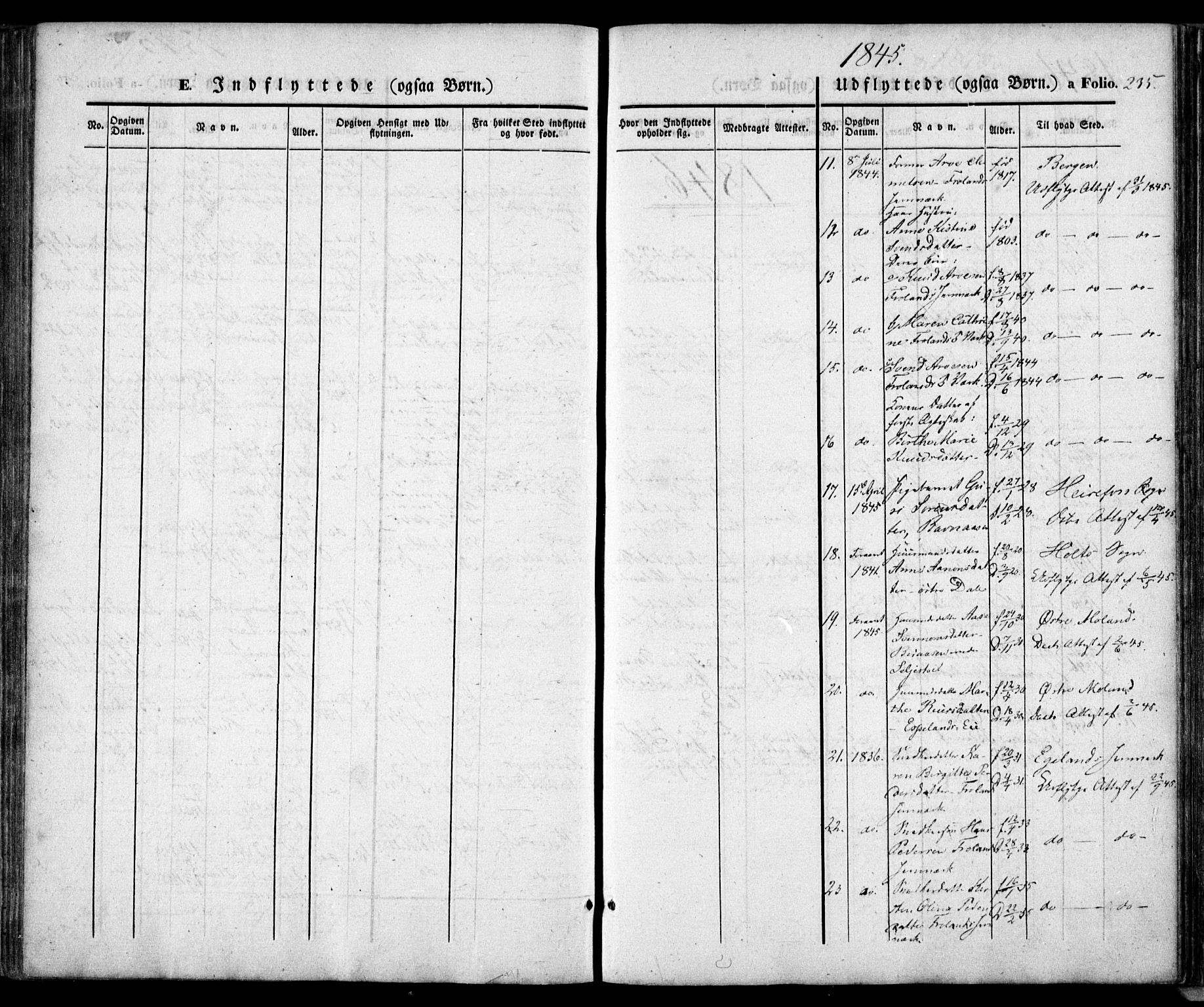 Froland sokneprestkontor, SAK/1111-0013/F/Fa/L0002: Parish register (official) no. A 2, 1845-1863, p. 235