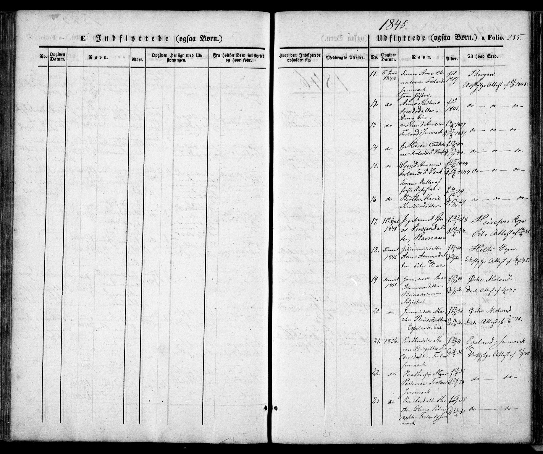 Froland sokneprestkontor, AV/SAK-1111-0013/F/Fa/L0002: Parish register (official) no. A 2, 1845-1863, p. 235