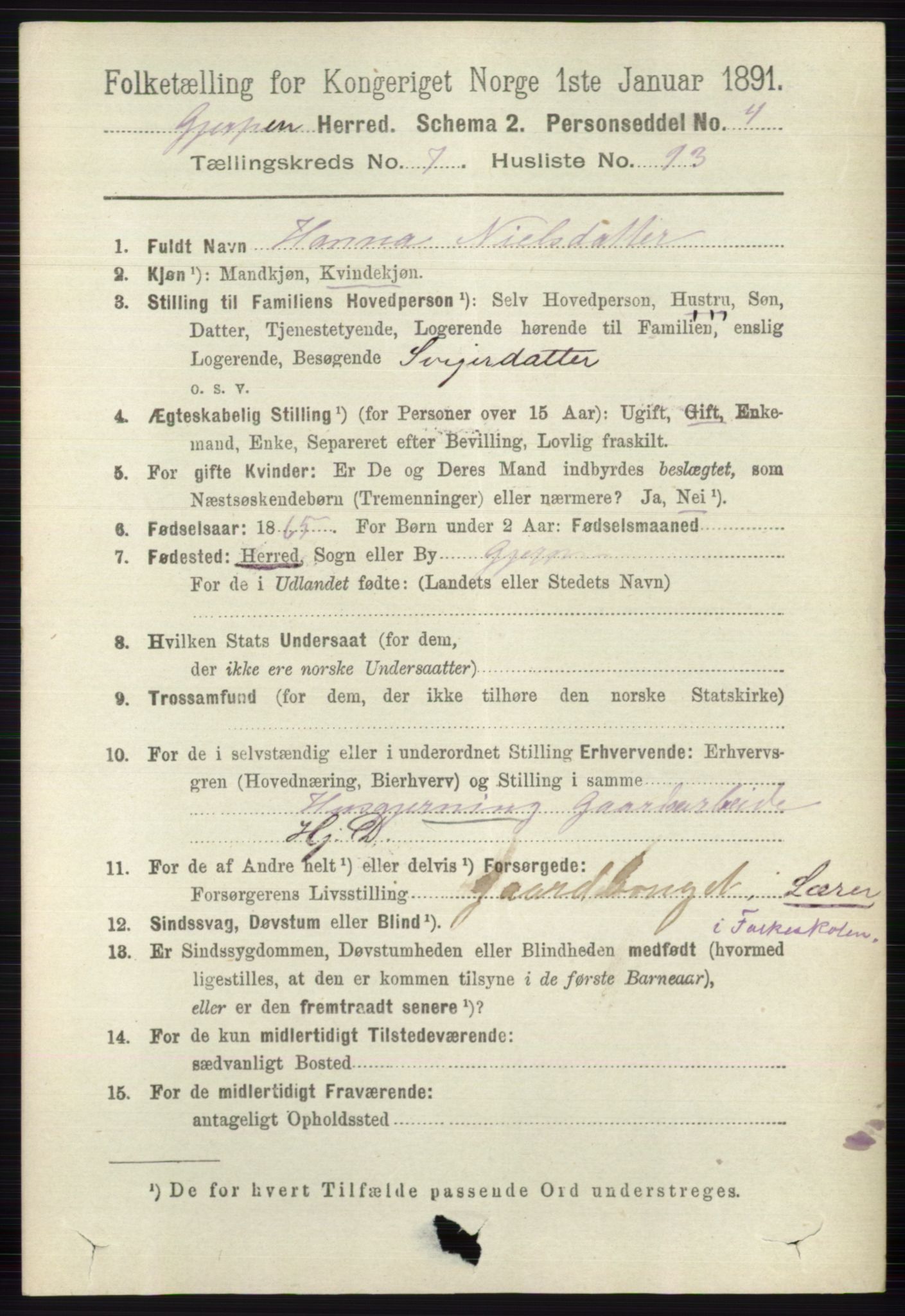 RA, 1891 census for 0812 Gjerpen, 1891, p. 3888