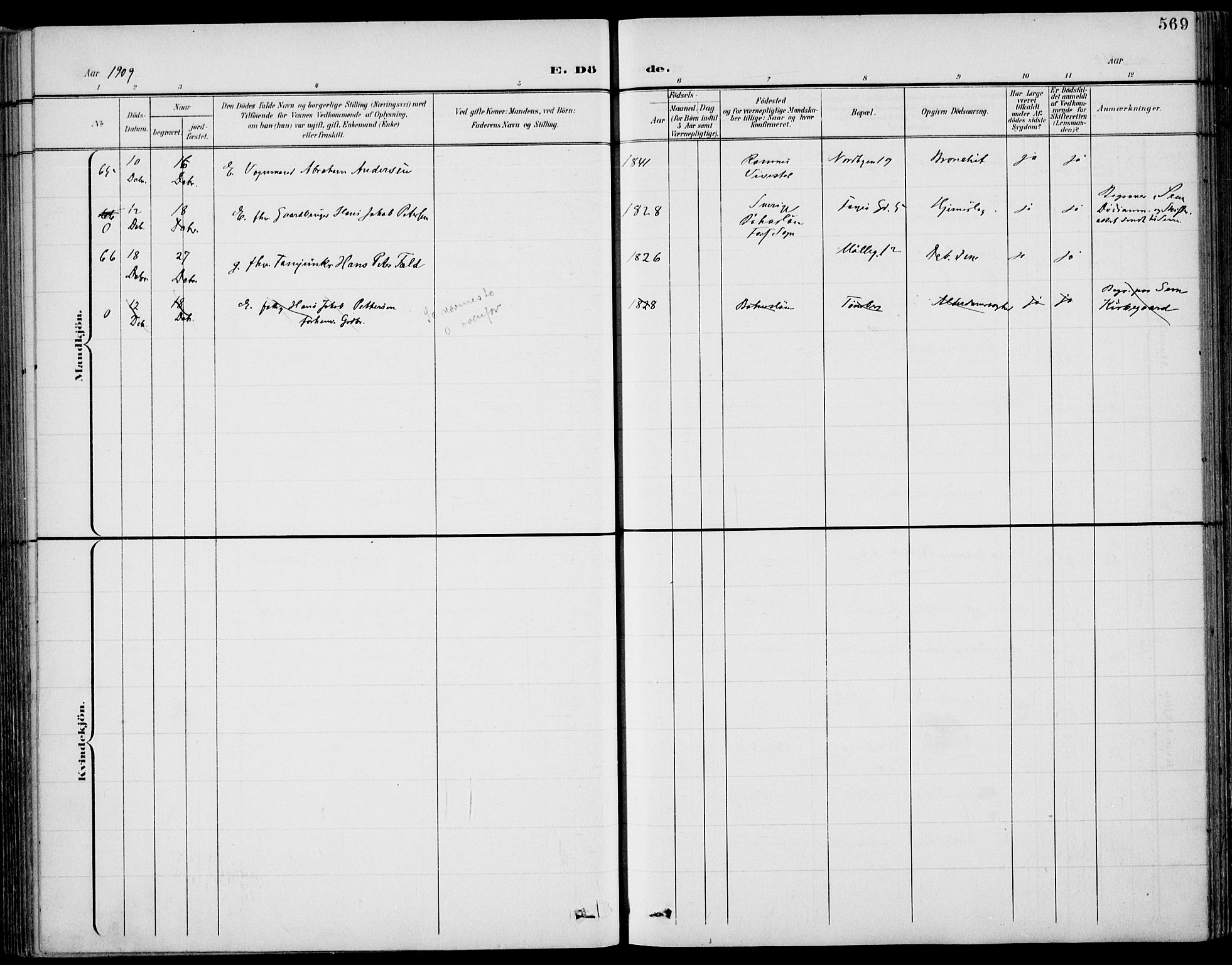 Tønsberg kirkebøker, AV/SAKO-A-330/F/Fa/L0013: Parish register (official) no. I 13, 1900-1913, p. 569