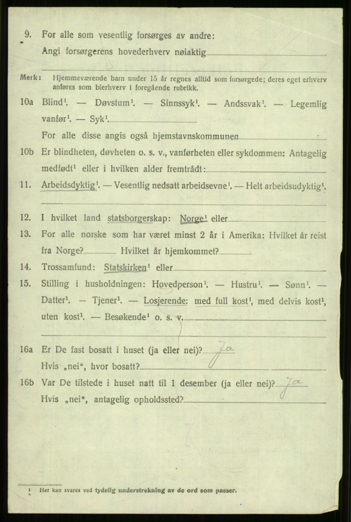 SAB, 1920 census for Vossestrand, 1920, p. 2373