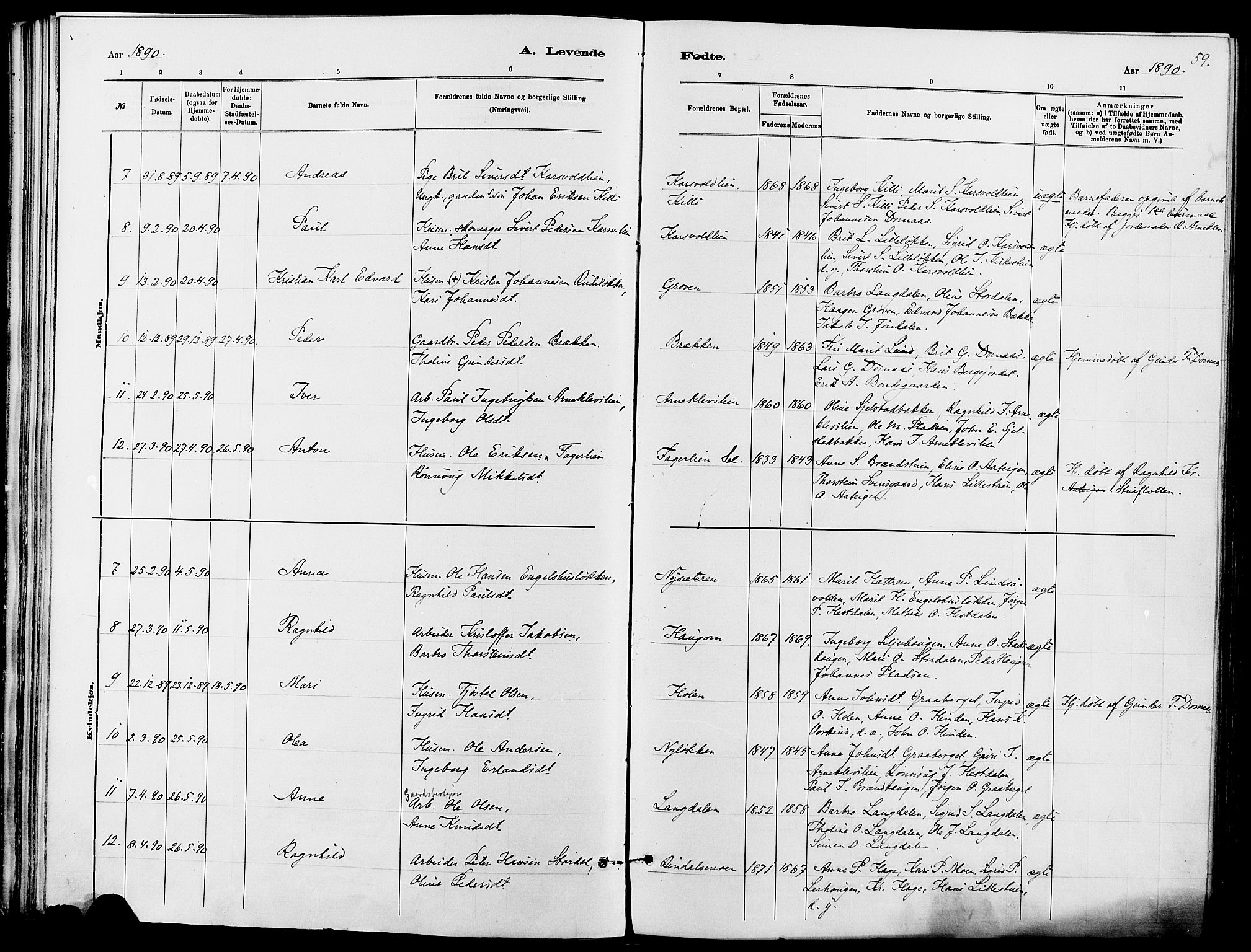 Dovre prestekontor, SAH/PREST-066/H/Ha/Haa/L0002: Parish register (official) no. 2, 1879-1890, p. 59
