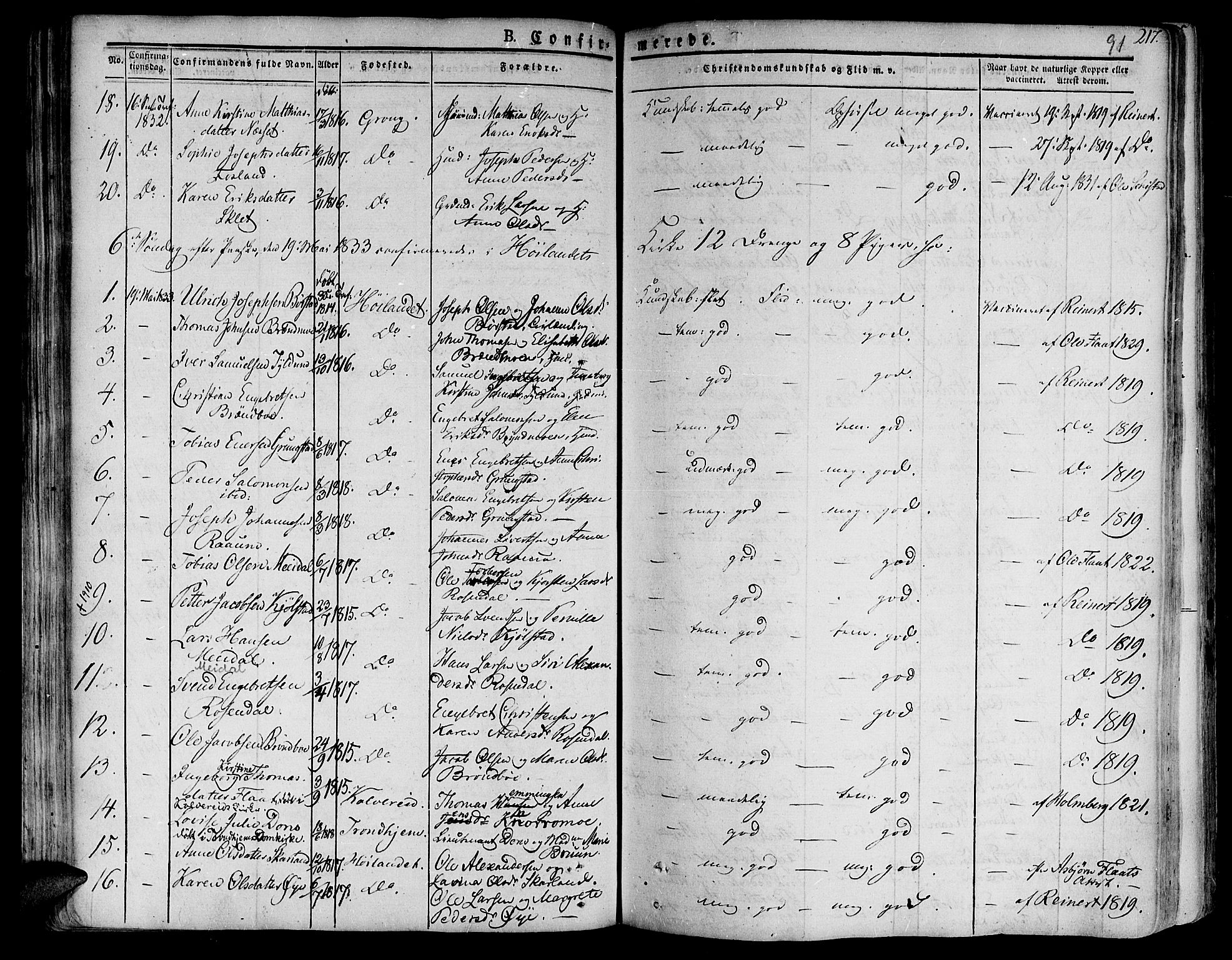 Ministerialprotokoller, klokkerbøker og fødselsregistre - Nord-Trøndelag, SAT/A-1458/758/L0510: Parish register (official) no. 758A01 /1, 1821-1841, p. 91