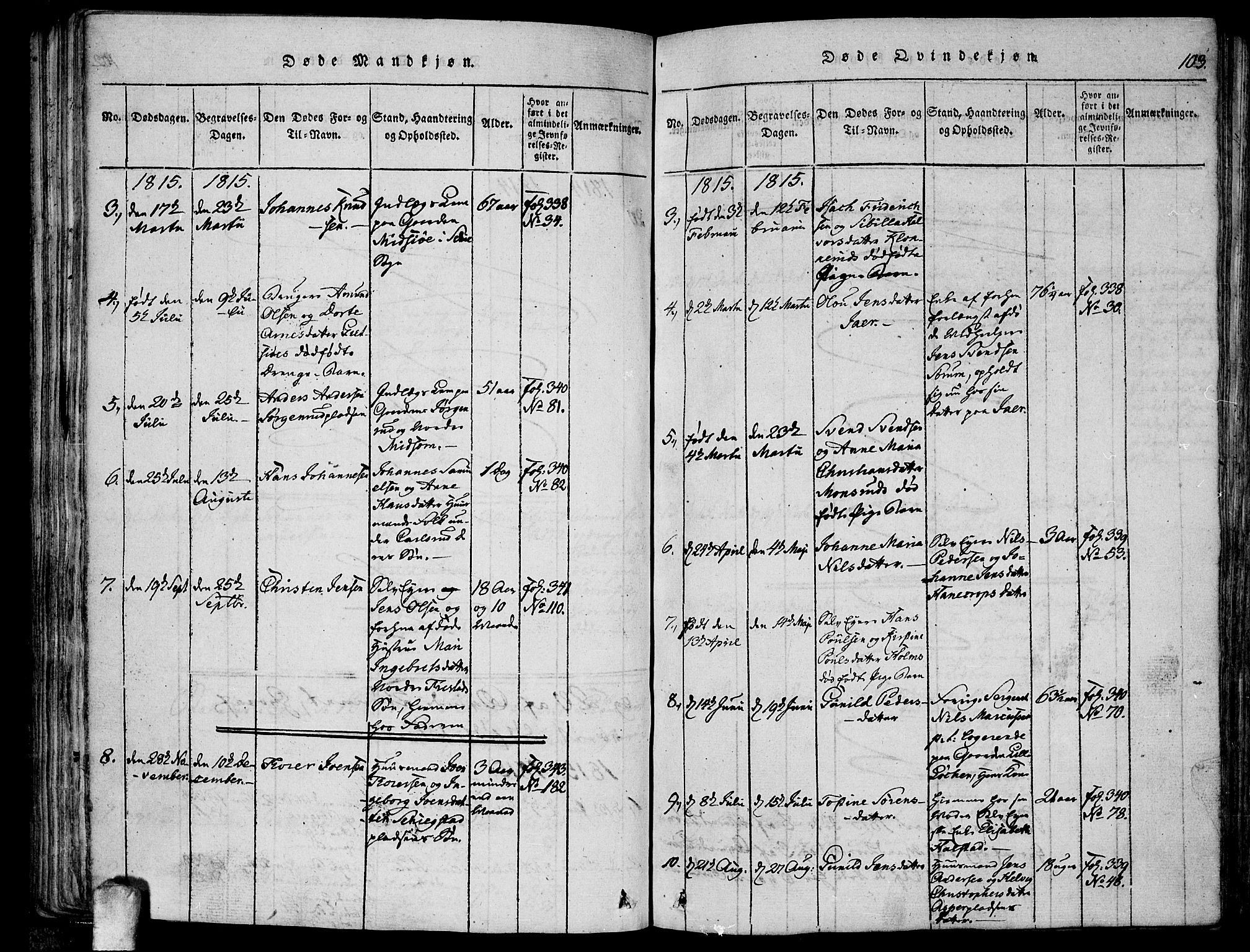 Kråkstad prestekontor Kirkebøker, SAO/A-10125a/F/Fa/L0003: Parish register (official) no. I 3, 1813-1824, p. 103