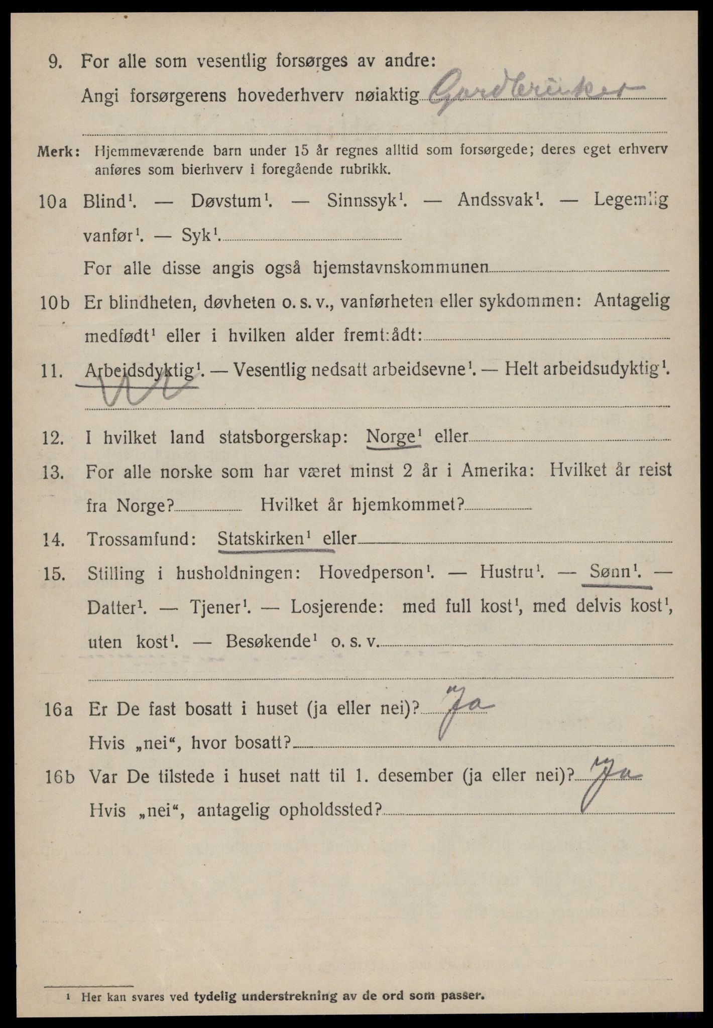 SAT, 1920 census for Vatne, 1920, p. 2175