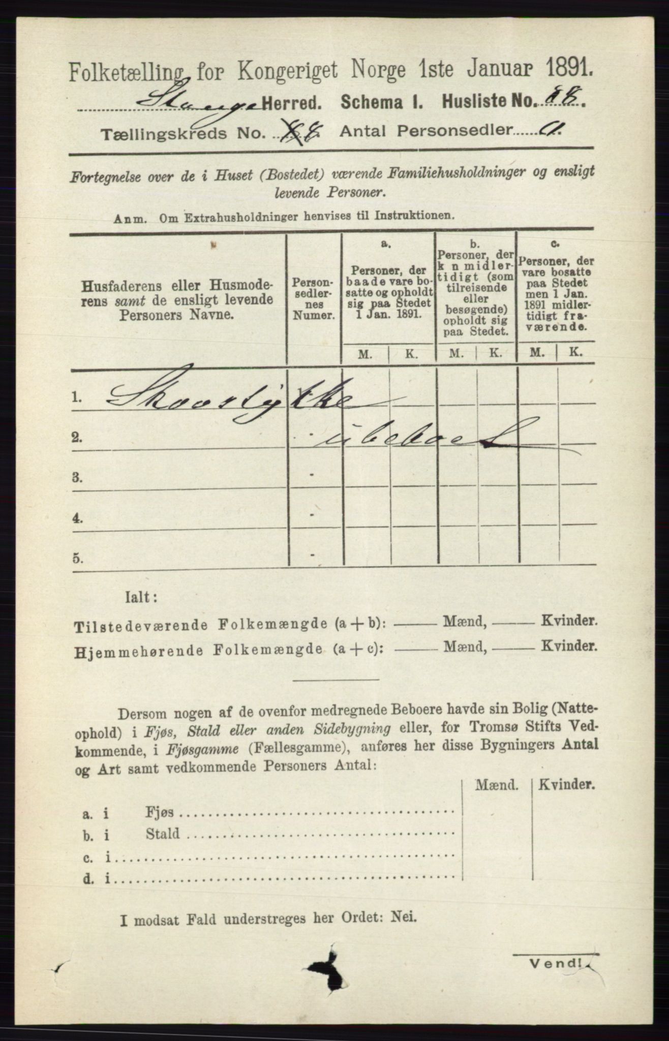 RA, 1891 census for 0417 Stange, 1891, p. 5330