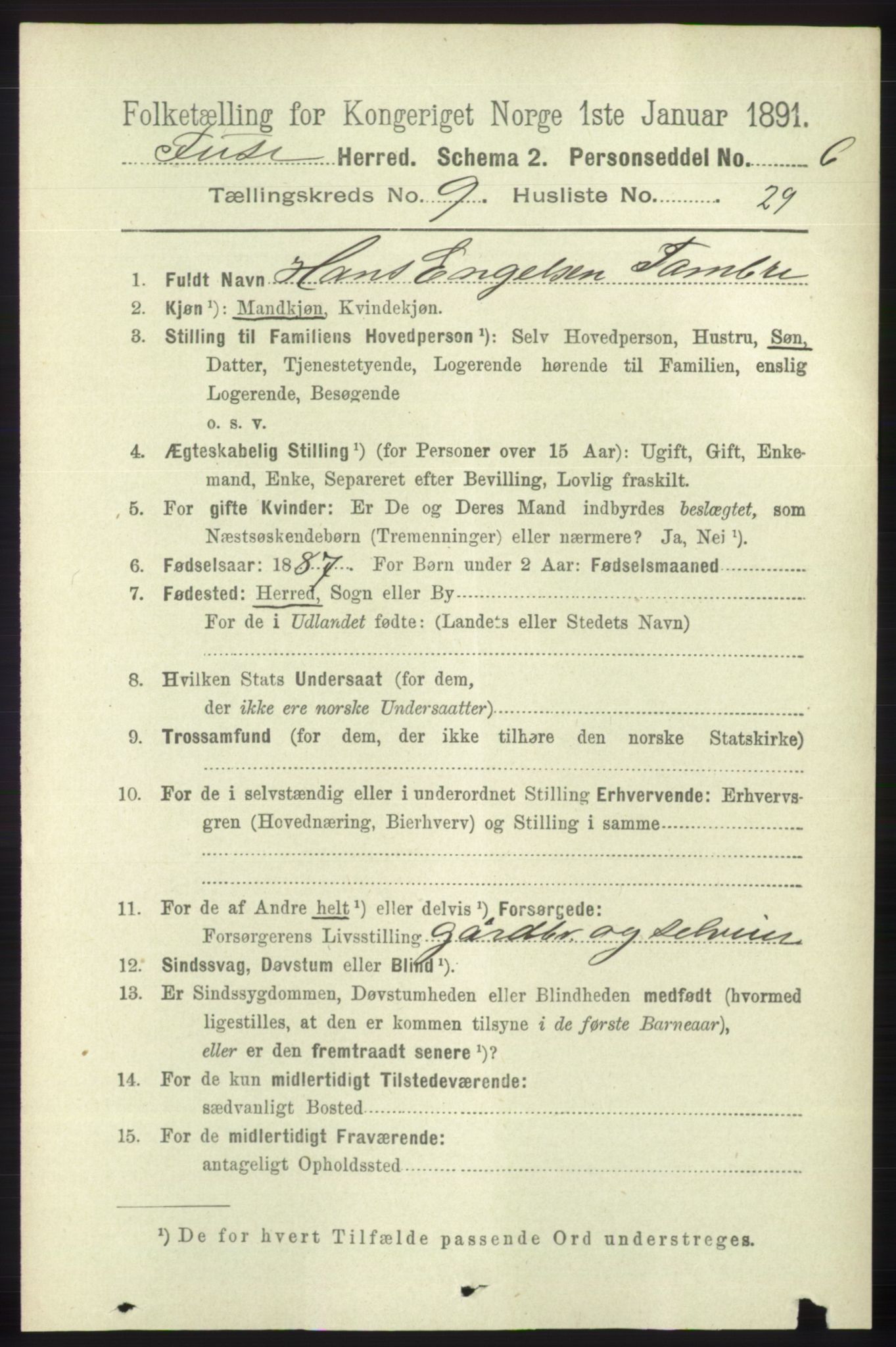 RA, 1891 census for 1241 Fusa, 1891, p. 1882