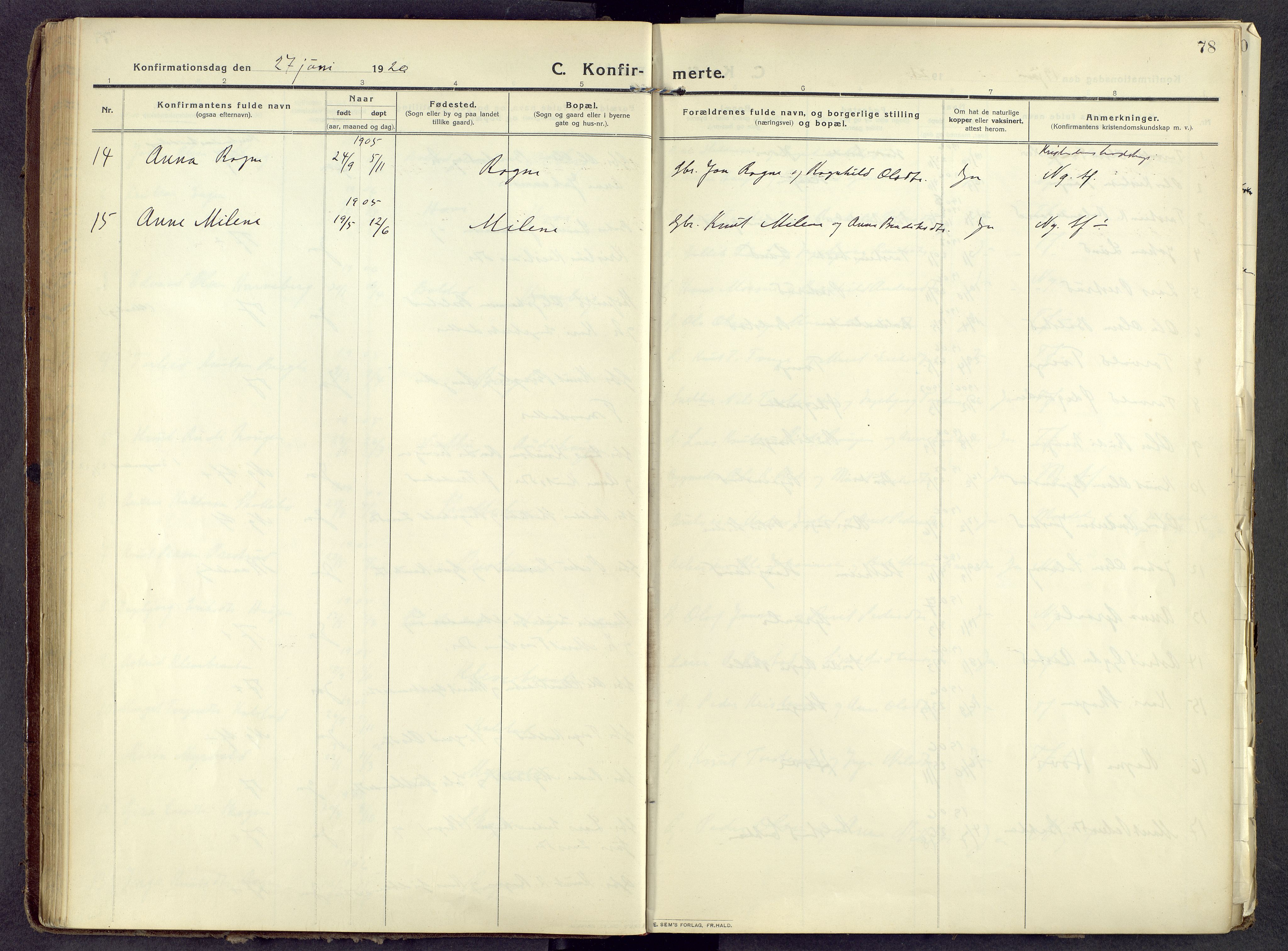 Øystre Slidre prestekontor, AV/SAH-PREST-138/H/Ha/Haa/L0006: Parish register (official) no. 6, 1911-1931, p. 78