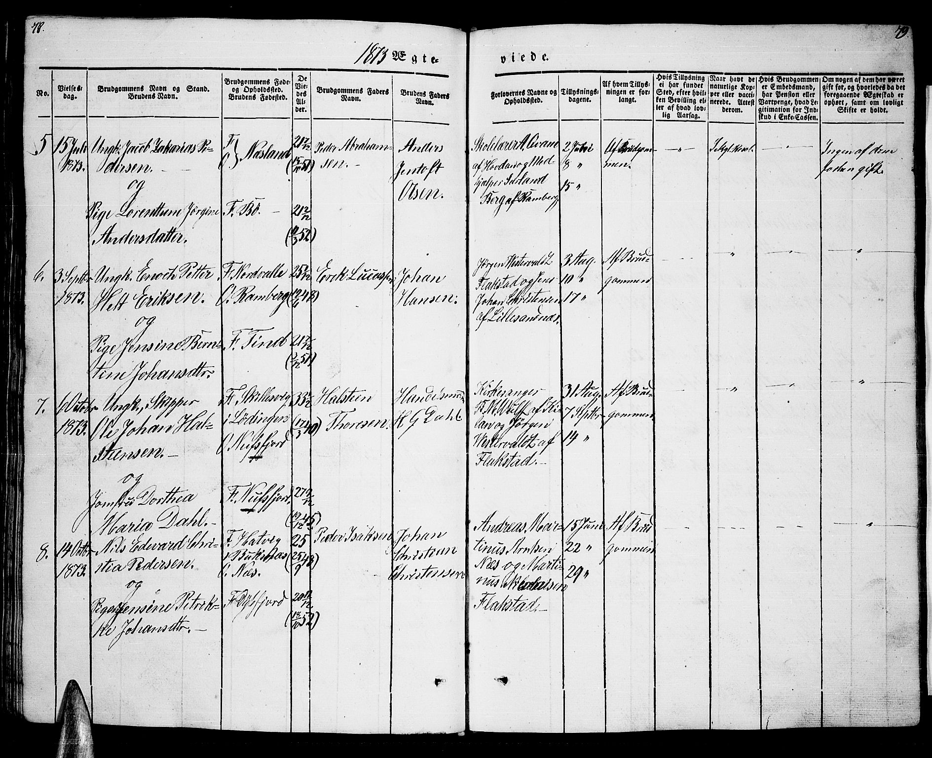 Ministerialprotokoller, klokkerbøker og fødselsregistre - Nordland, AV/SAT-A-1459/885/L1212: Parish register (copy) no. 885C01, 1847-1873, p. 78-79