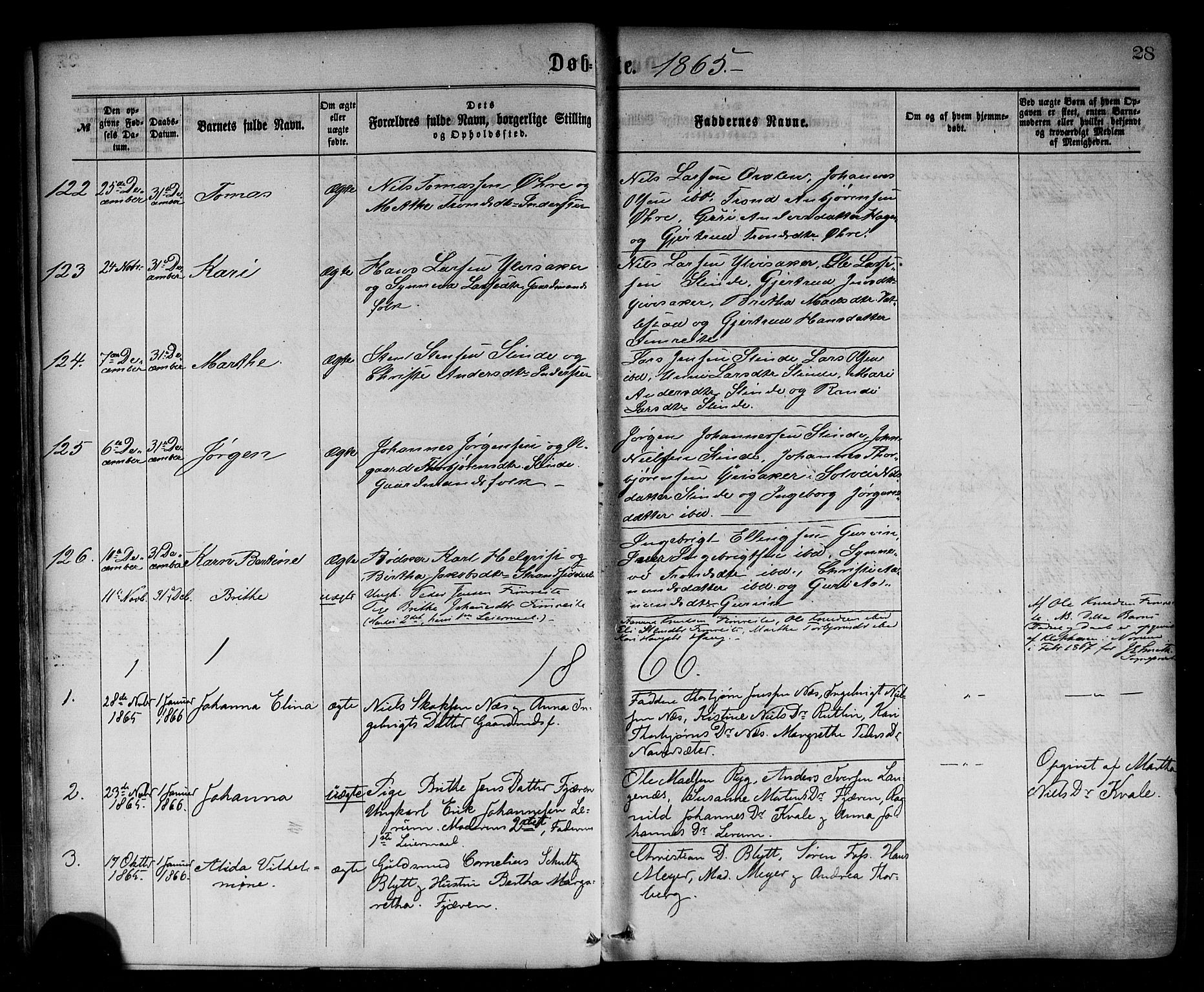 Sogndal sokneprestembete, SAB/A-81301/H/Haa/Haaa/L0014: Parish register (official) no. A 14, 1864-1877, p. 28