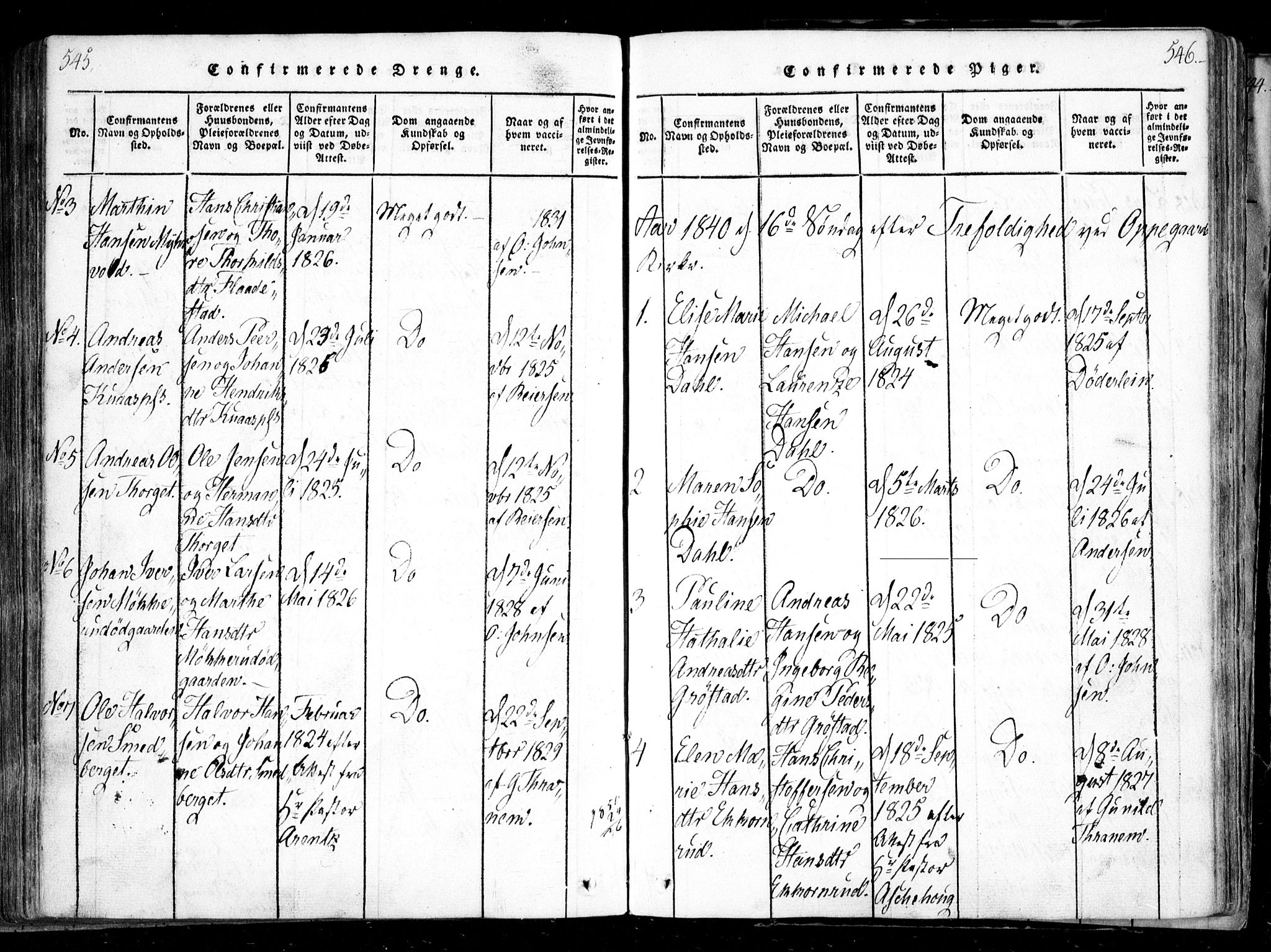 Nesodden prestekontor Kirkebøker, SAO/A-10013/F/Fa/L0006: Parish register (official) no. I 6, 1814-1847, p. 545-546