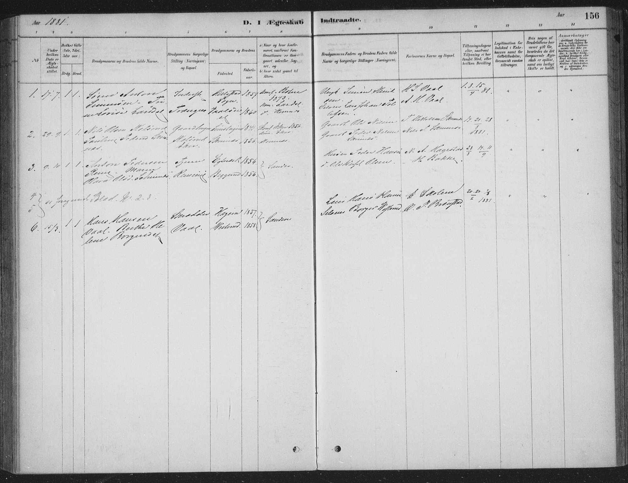 Sandsvær kirkebøker, AV/SAKO-A-244/F/Fe/L0001: Parish register (official) no. V 1, 1878-1936, p. 156