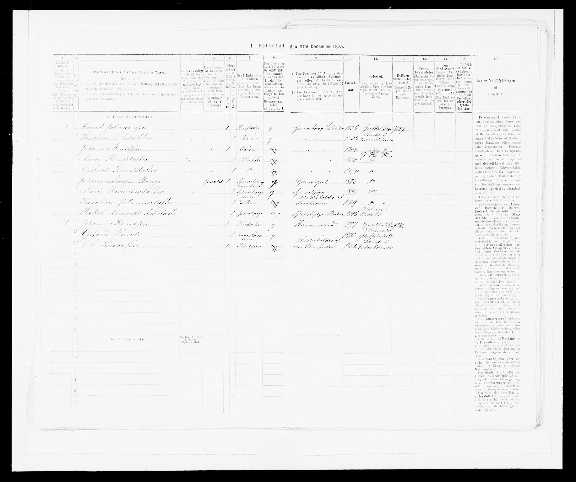 SAB, 1875 census for 1429P Ytre Holmedal, 1875, p. 1149
