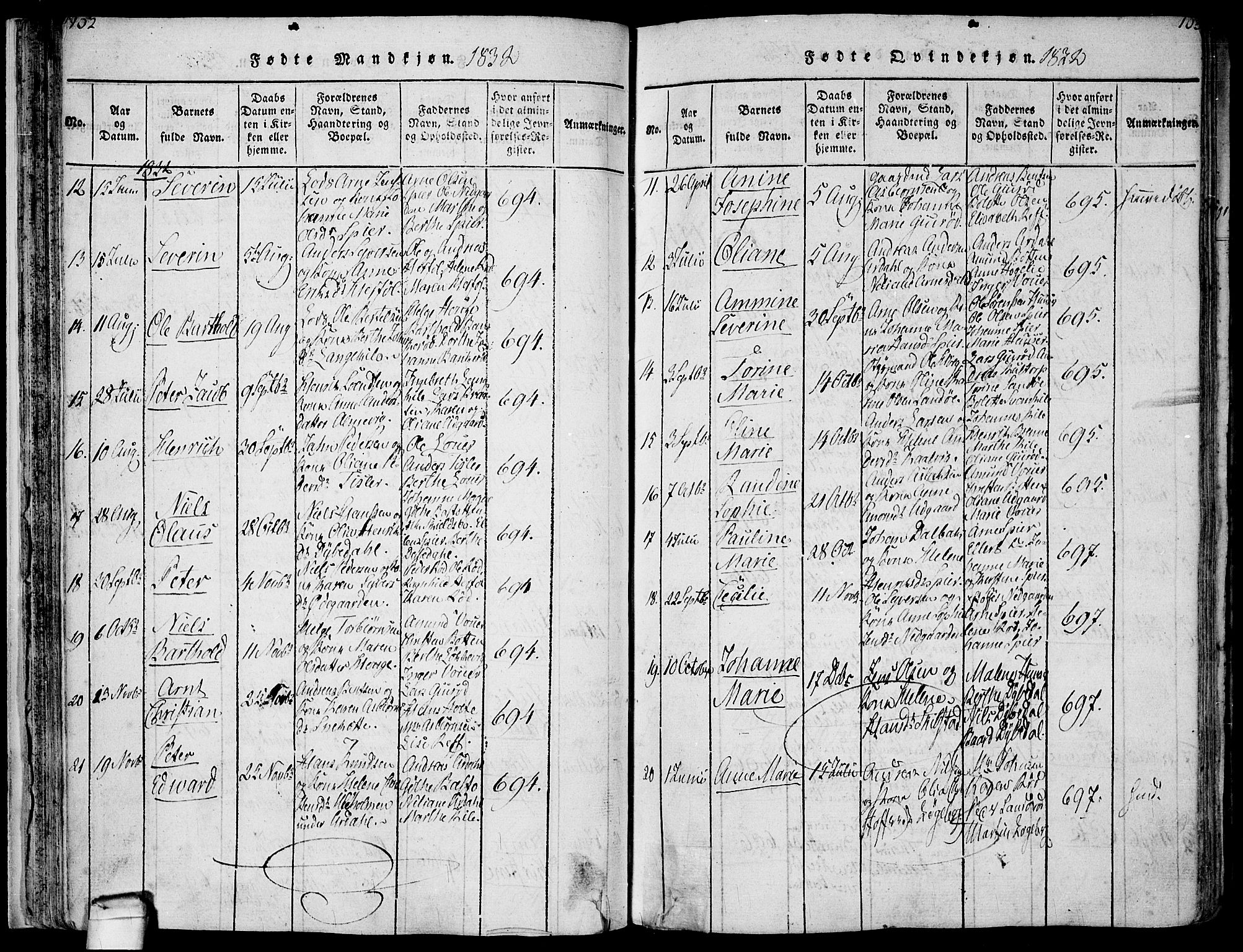 Hvaler prestekontor Kirkebøker, SAO/A-2001/F/Fa/L0005: Parish register (official) no. I 5, 1816-1845, p. 102-103