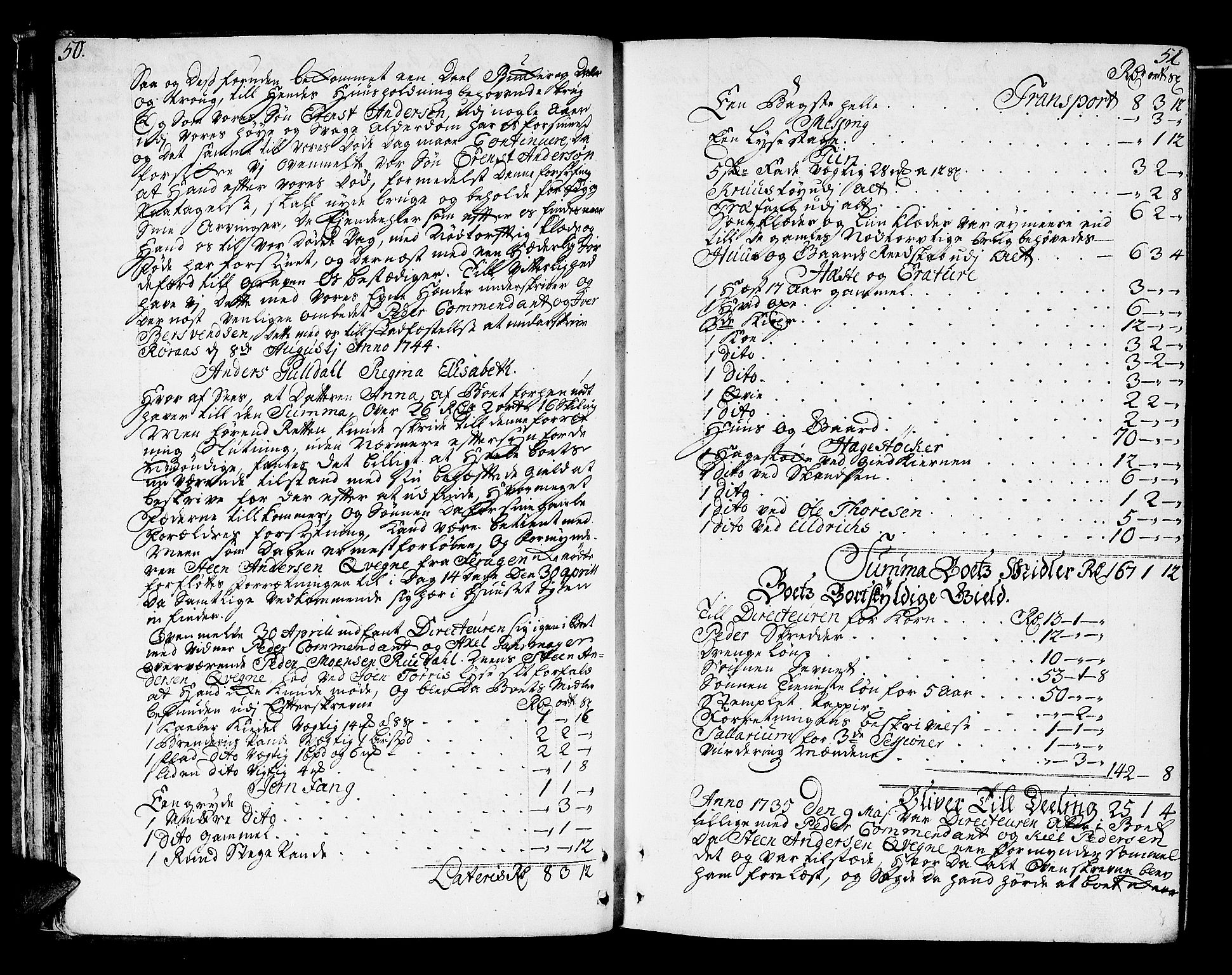 Røros Bergrett, AV/SAT-A-0024/3/3A/L0005: Skifteprotokoll, 1742-1756, p. 50-51