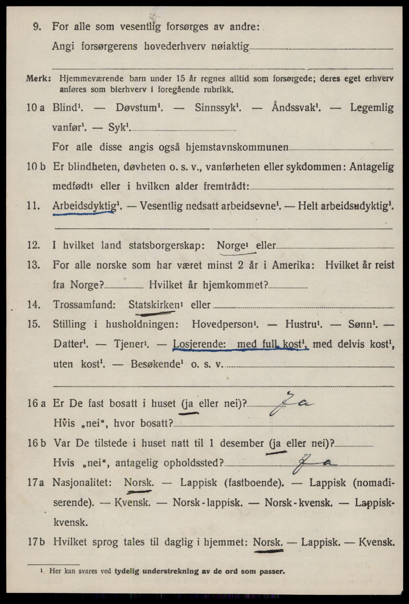 SAT, 1920 census for Orkanger, 1920, p. 3486