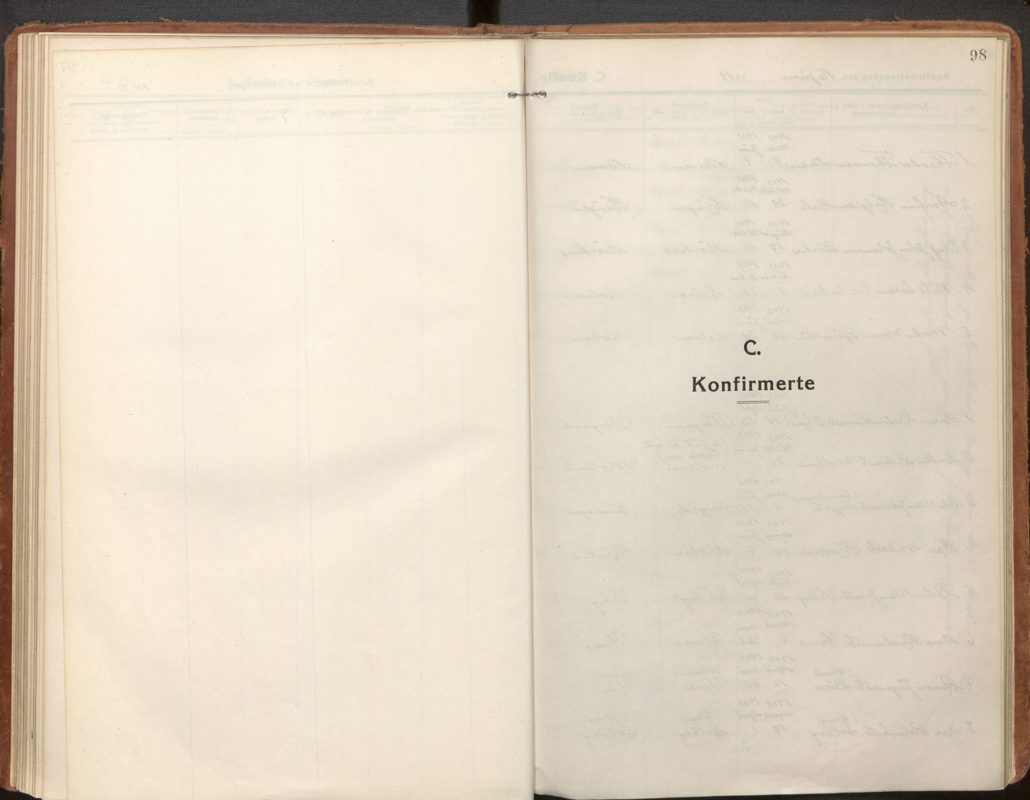 Hafslo sokneprestembete, SAB/A-80301/H/Haa/Haac/L0002: Parish register (official) no. C 2, 1914-1955, p. 98