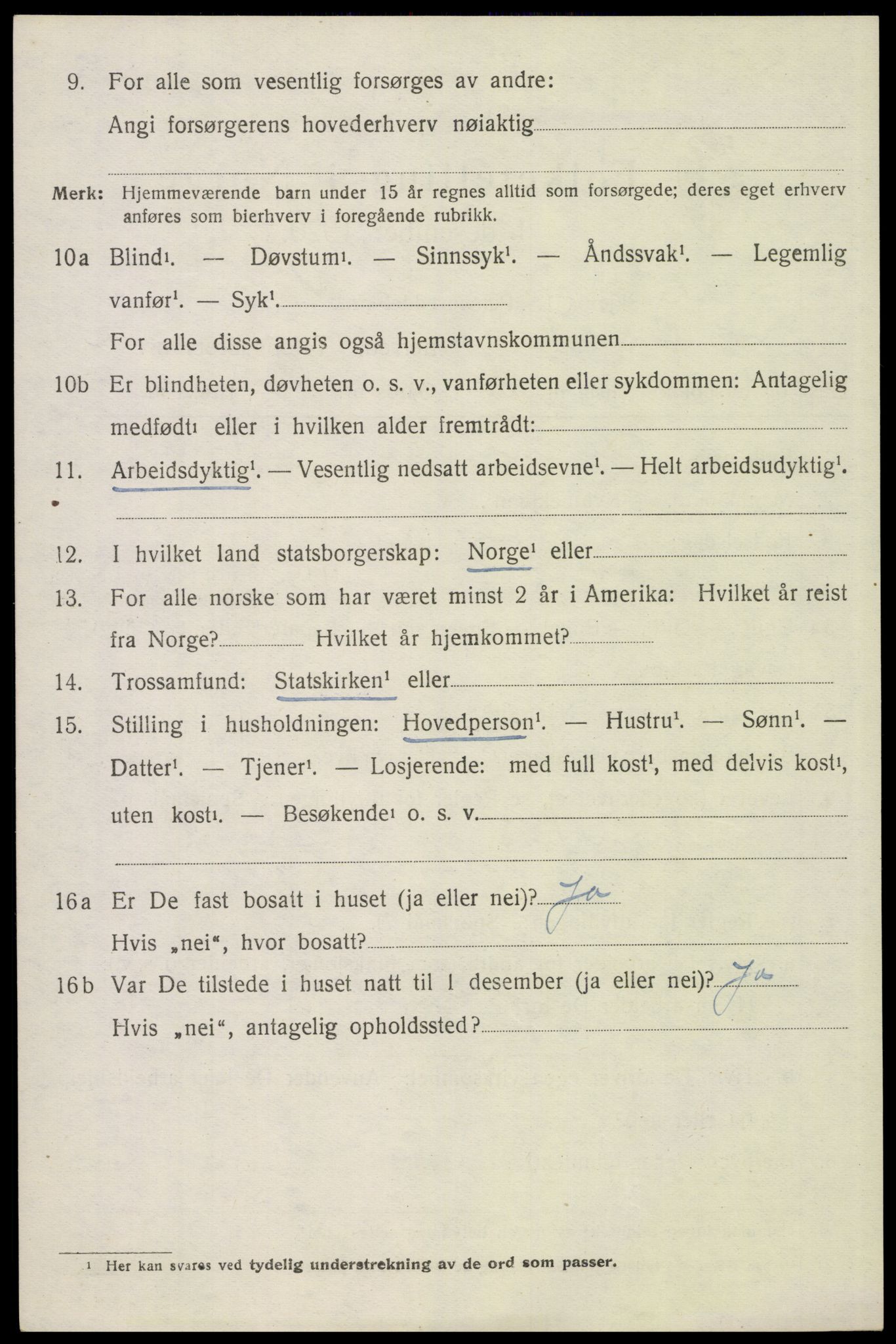 SAH, 1920 census for Hof, 1920, p. 2920