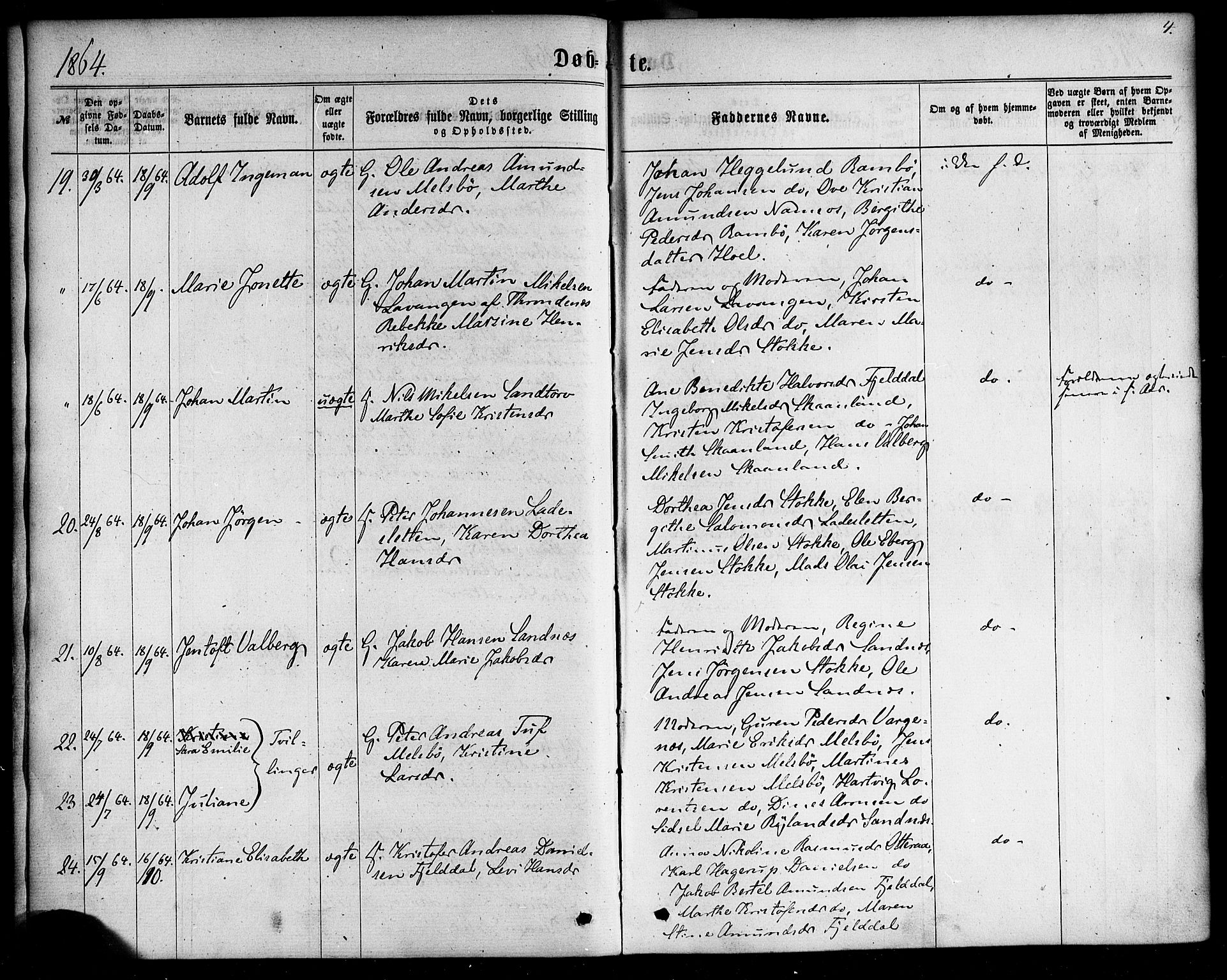 Ministerialprotokoller, klokkerbøker og fødselsregistre - Nordland, AV/SAT-A-1459/865/L0923: Parish register (official) no. 865A01, 1864-1884, p. 4