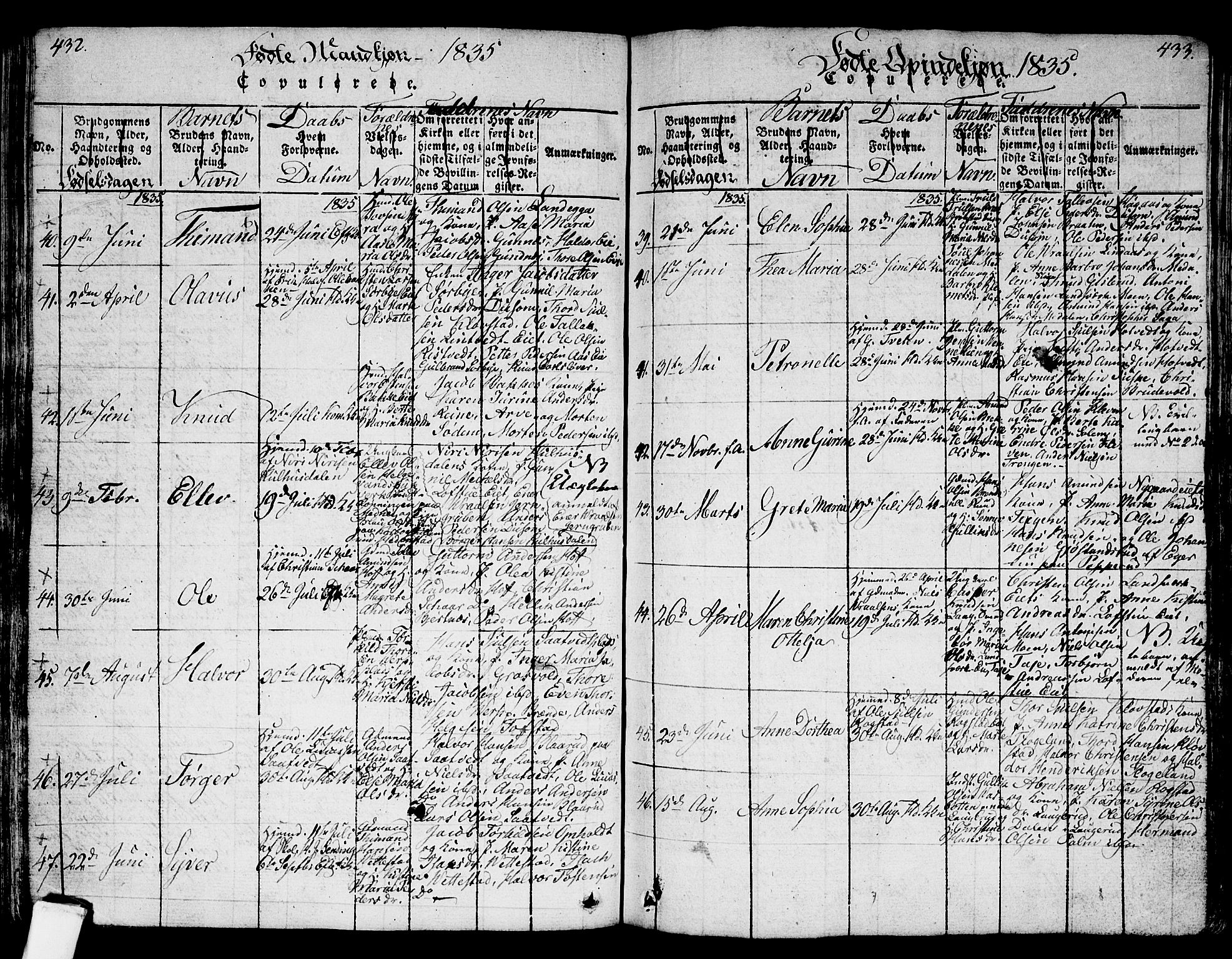 Sandsvær kirkebøker, AV/SAKO-A-244/G/Ga/L0003: Parish register (copy) no. I 3, 1817-1839, p. 432-433