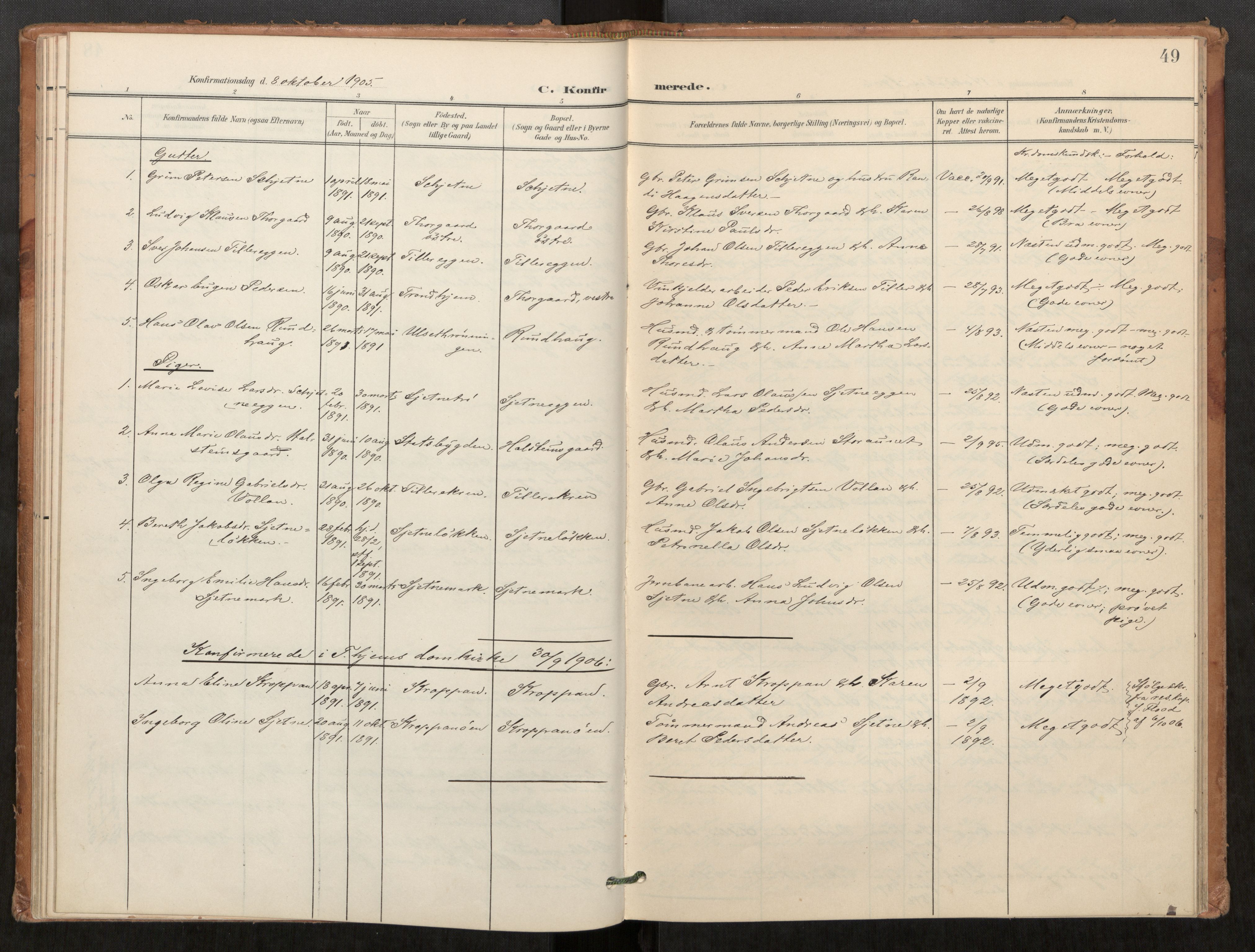 Klæbu sokneprestkontor, SAT/A-1112: Parish register (official) no. 2, 1900-1916, p. 49
