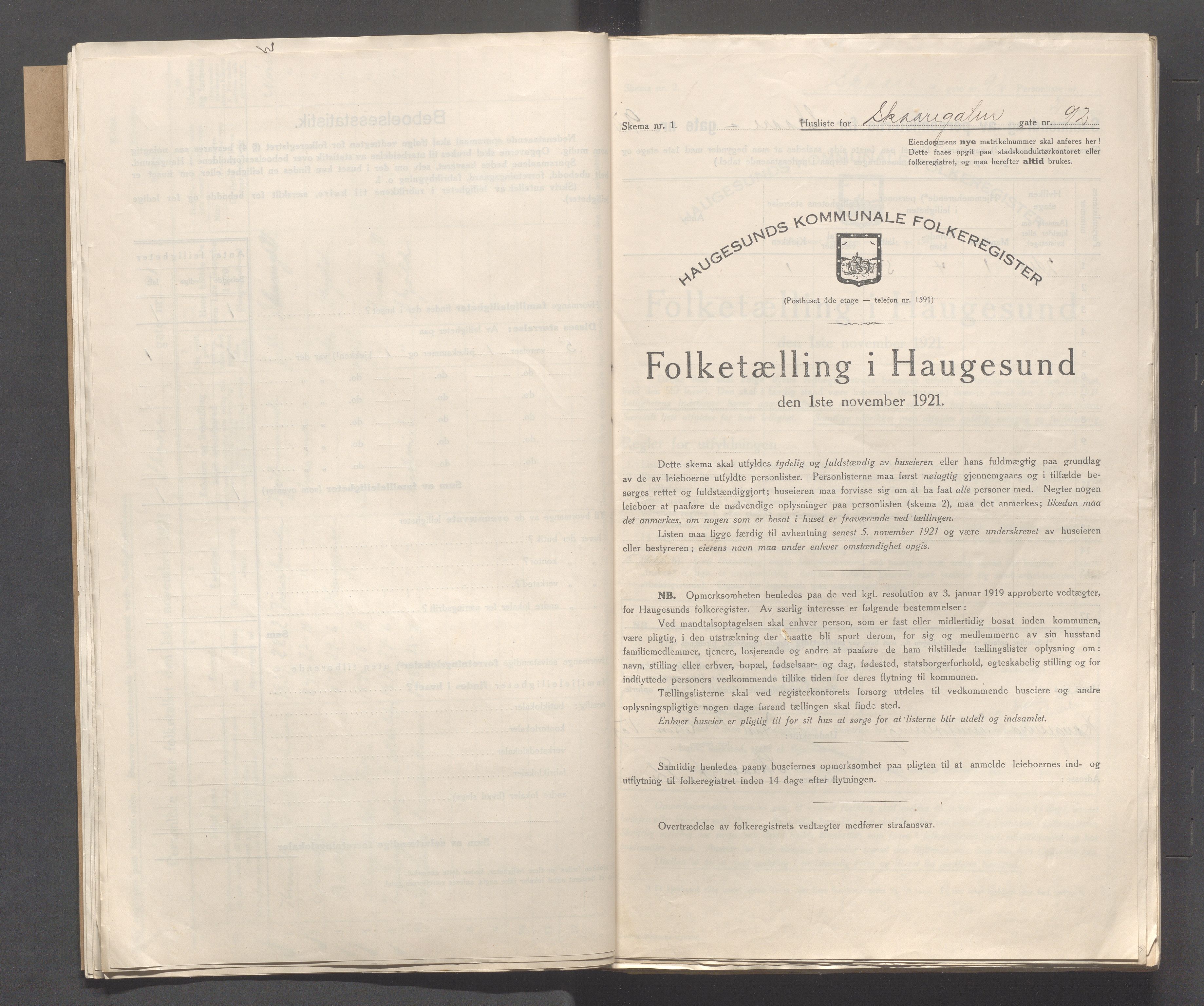 IKAR, Local census 1.11.1921 for Haugesund, 1921, p. 3624