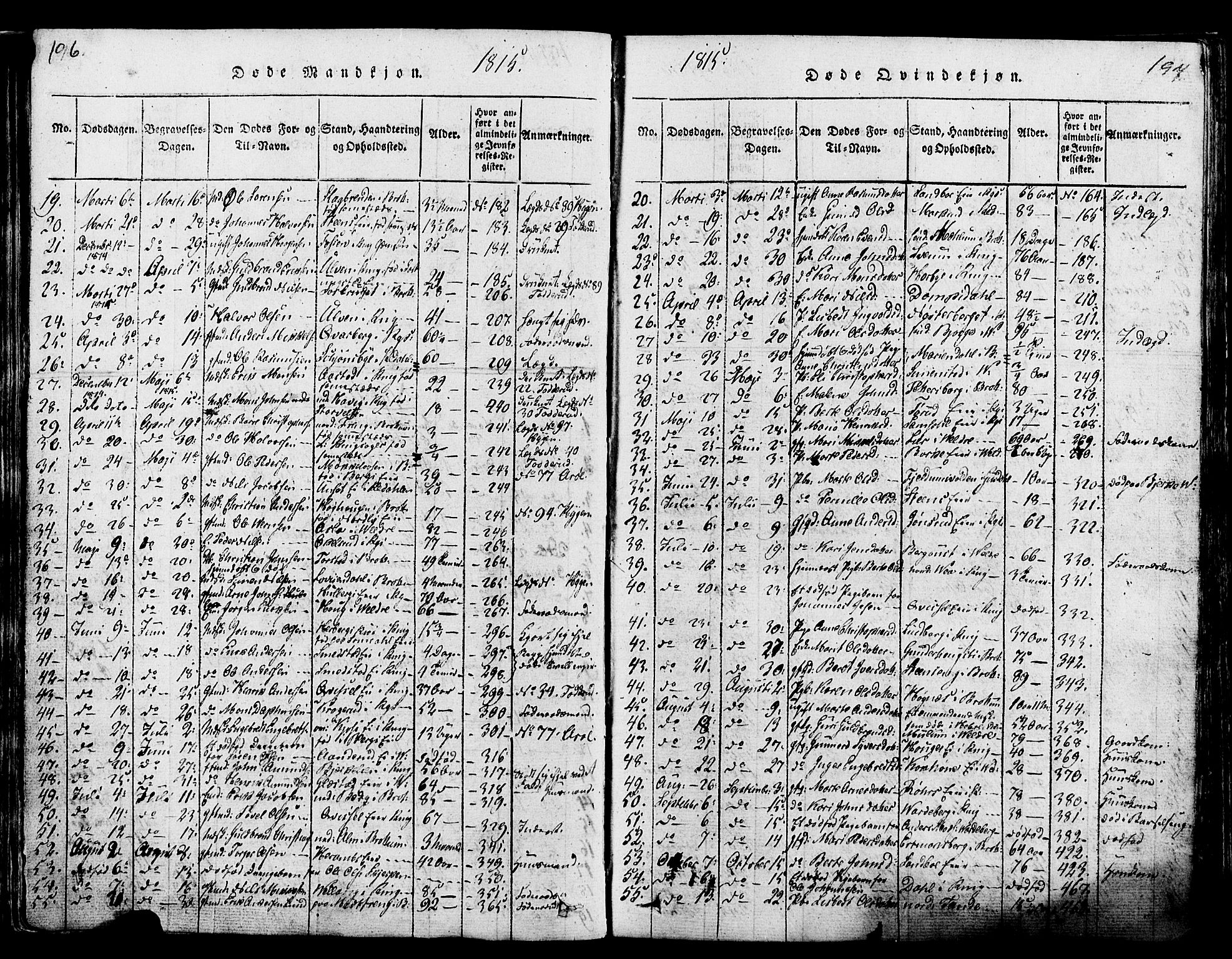 Ringsaker prestekontor, AV/SAH-PREST-014/K/Ka/L0005: Parish register (official) no. 5, 1814-1826, p. 196-197