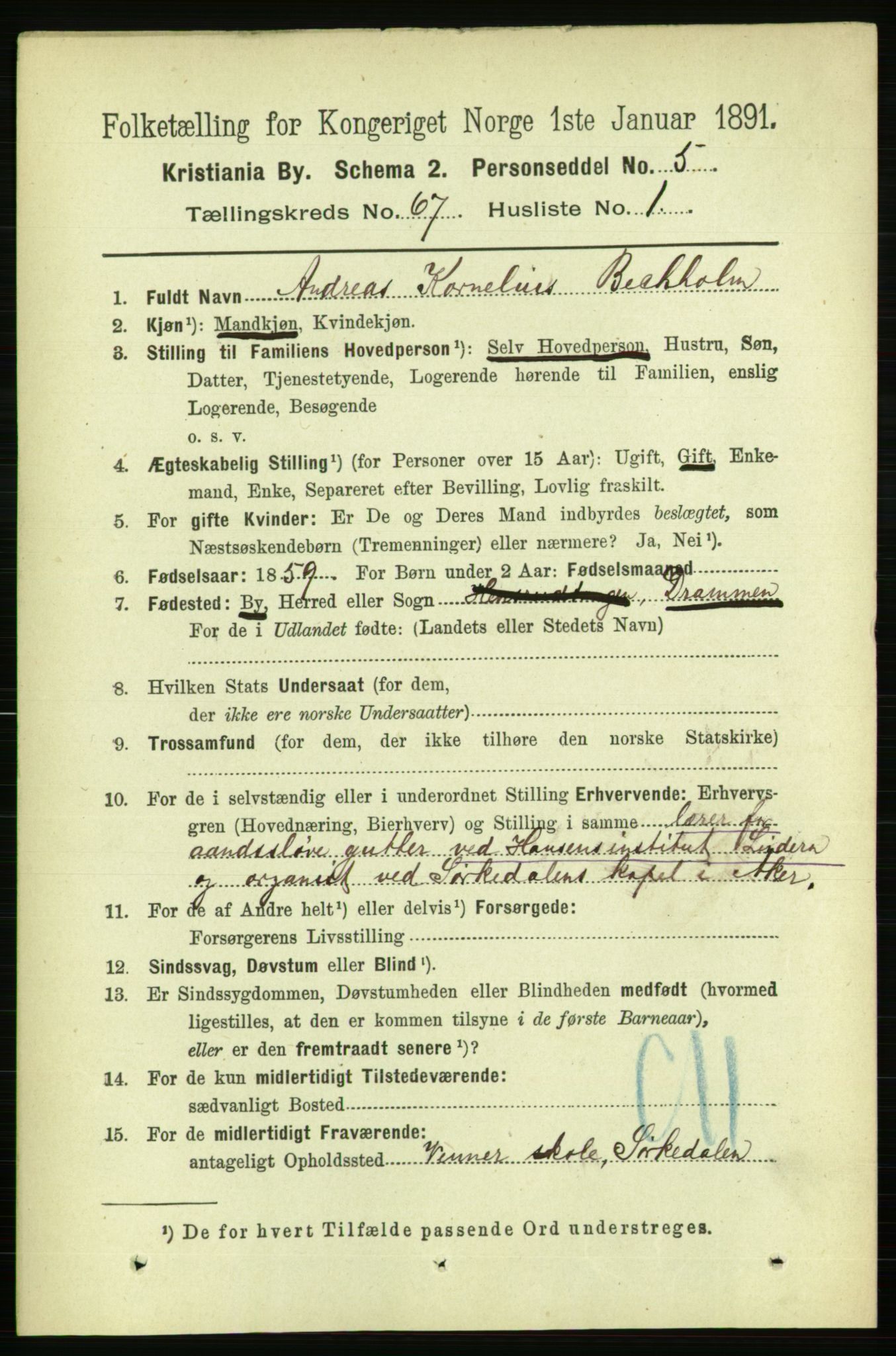 RA, 1891 census for 0301 Kristiania, 1891, p. 36435