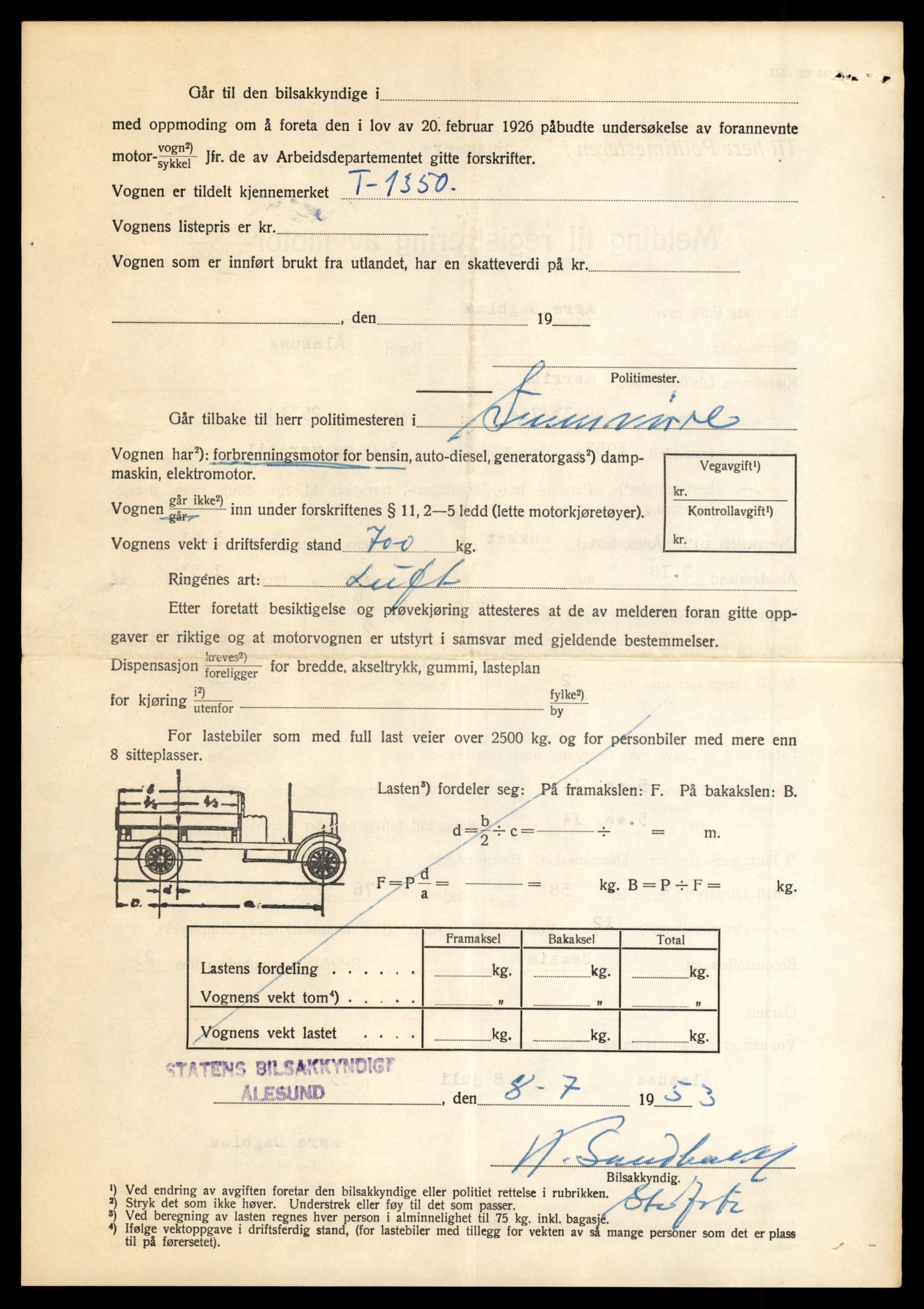 Møre og Romsdal vegkontor - Ålesund trafikkstasjon, SAT/A-4099/F/Fe/L0012: Registreringskort for kjøretøy T 1290 - T 1450, 1927-1998, p. 1411