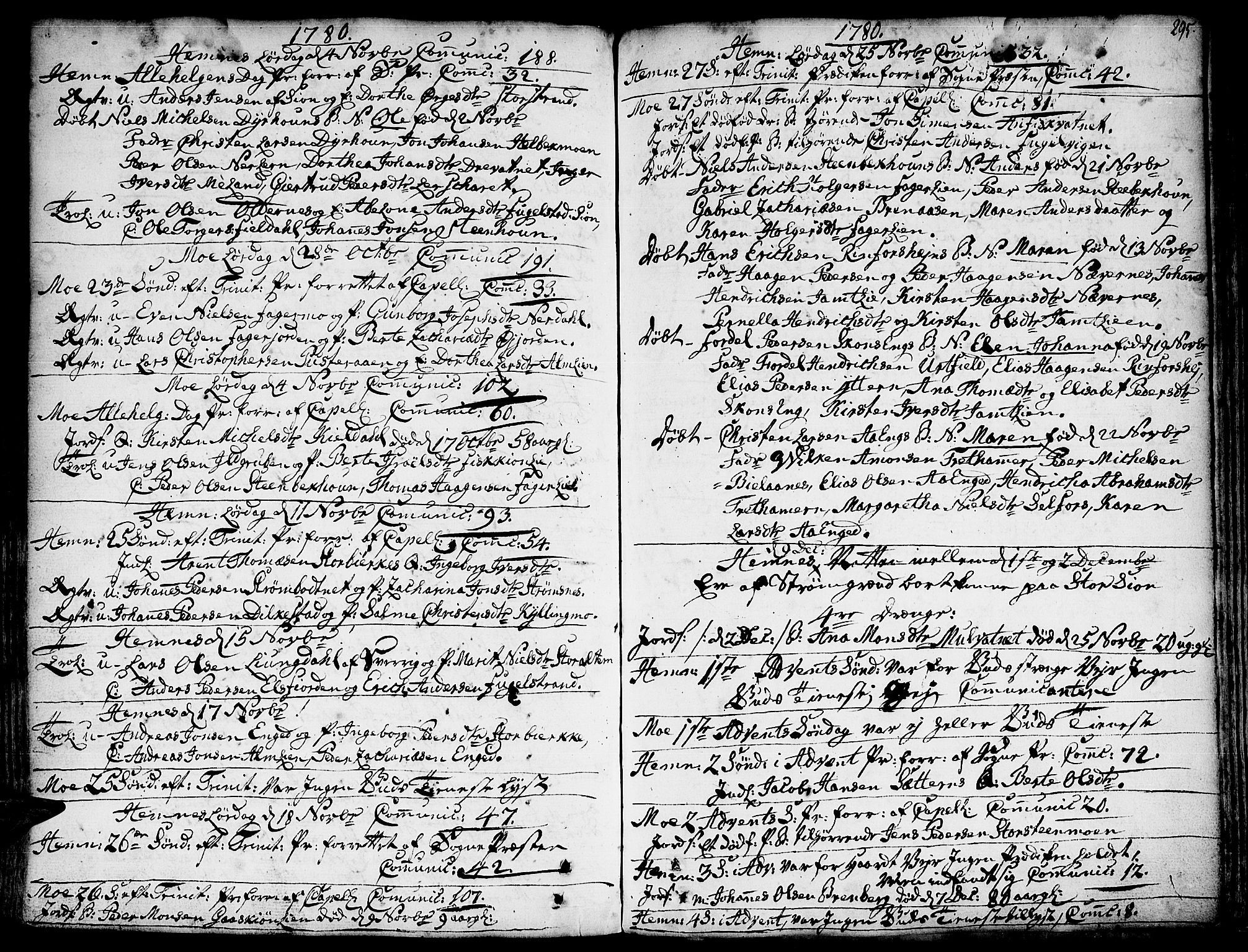 Ministerialprotokoller, klokkerbøker og fødselsregistre - Nordland, SAT/A-1459/825/L0348: Parish register (official) no. 825A04, 1752-1788, p. 295