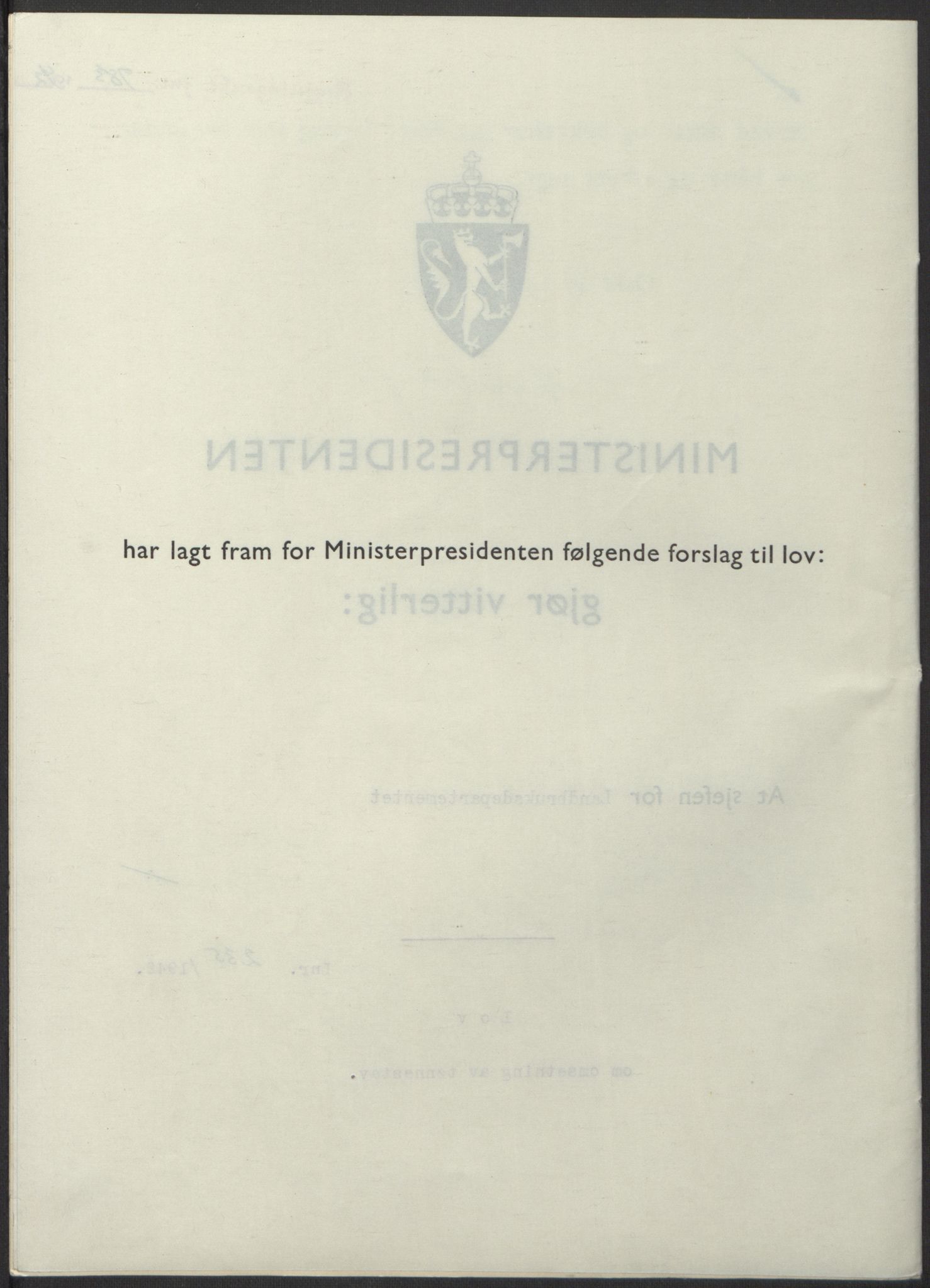 NS-administrasjonen 1940-1945 (Statsrådsekretariatet, de kommisariske statsråder mm), RA/S-4279/D/Db/L0098: Lover II, 1942, p. 586