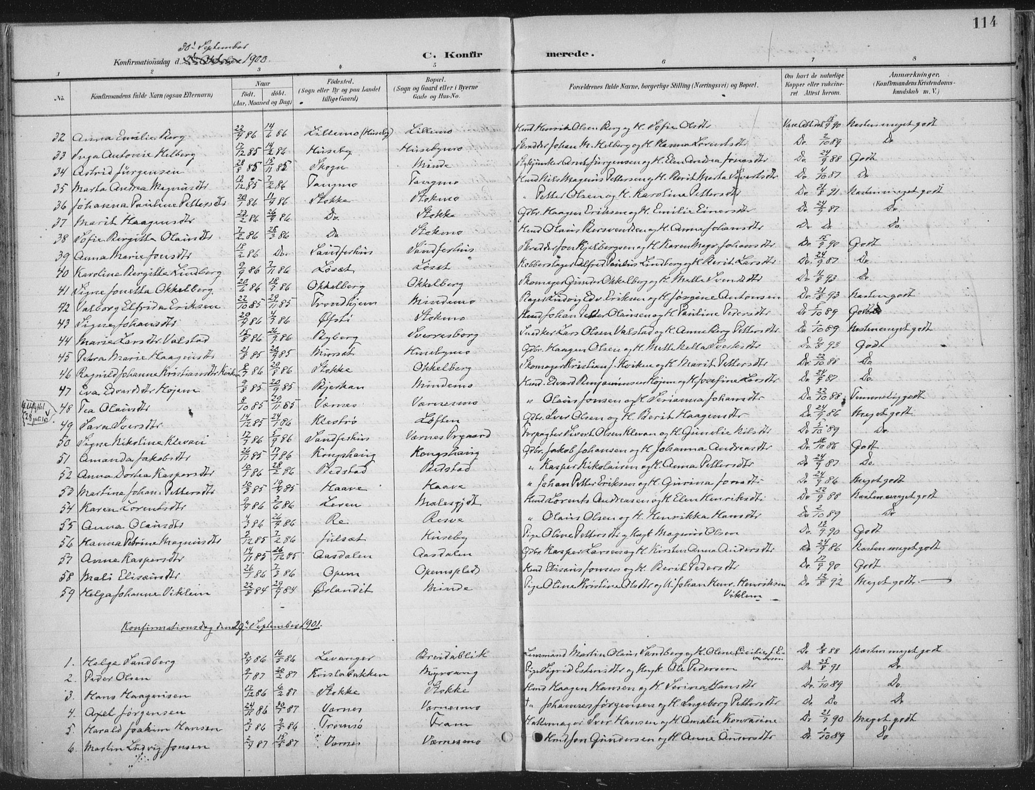 Ministerialprotokoller, klokkerbøker og fødselsregistre - Nord-Trøndelag, SAT/A-1458/709/L0082: Parish register (official) no. 709A22, 1896-1916, p. 114
