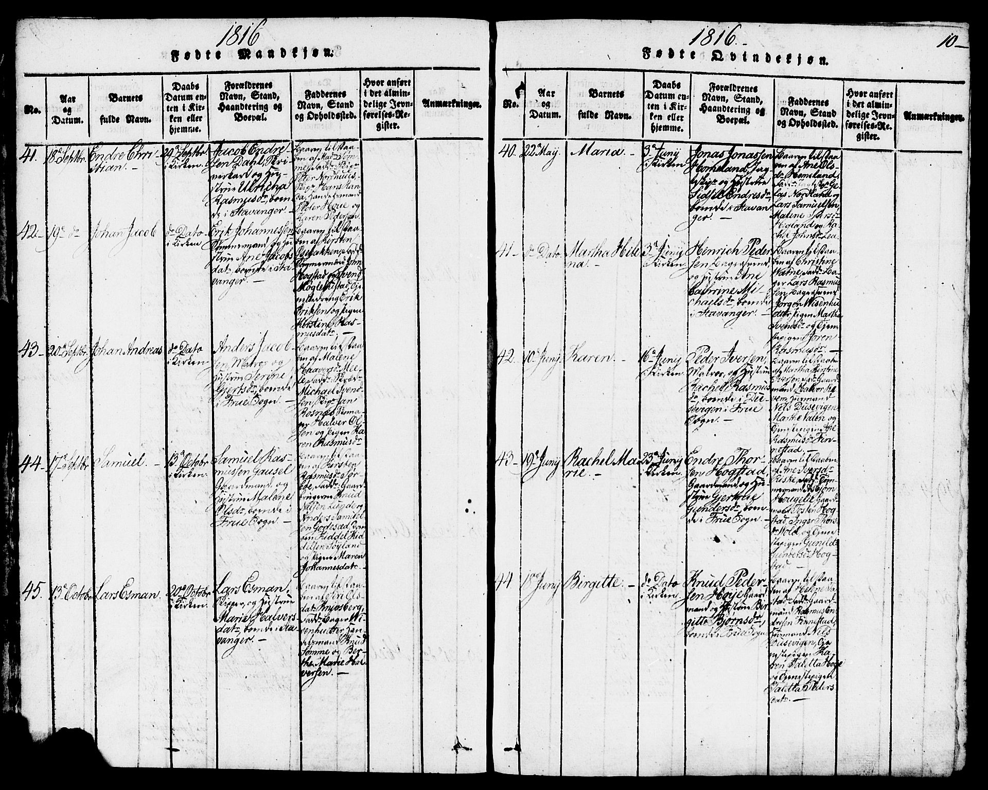 Domkirken sokneprestkontor, SAST/A-101812/001/30/30BB/L0008: Parish register (copy) no. B 8, 1816-1821, p. 10
